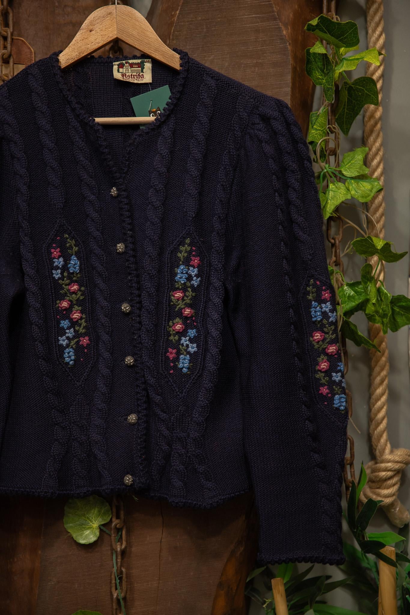80's Hand-Kinitted Navy Örme Hırka