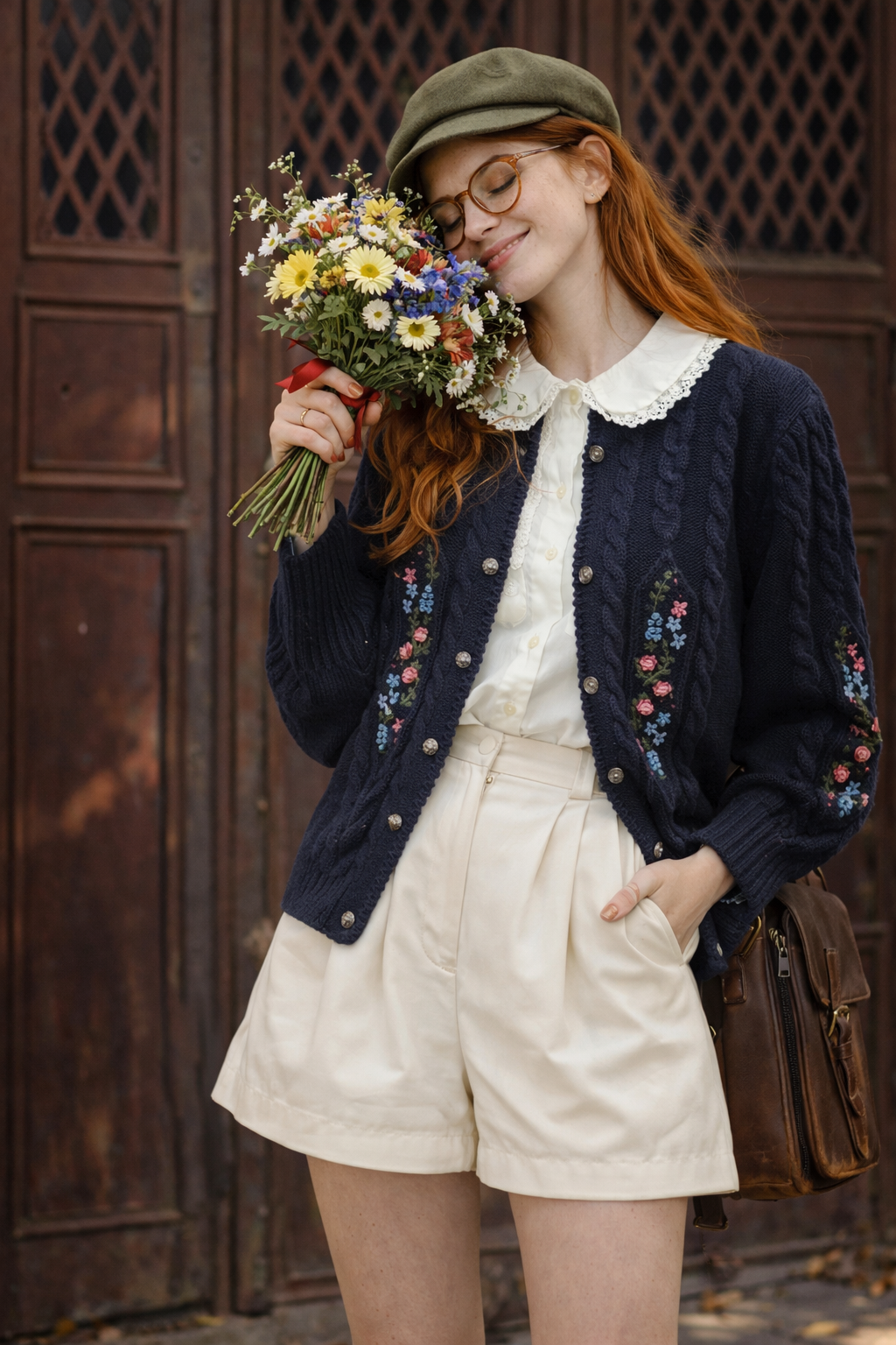 80's Hand-Kinitted Navy Örme Hırka