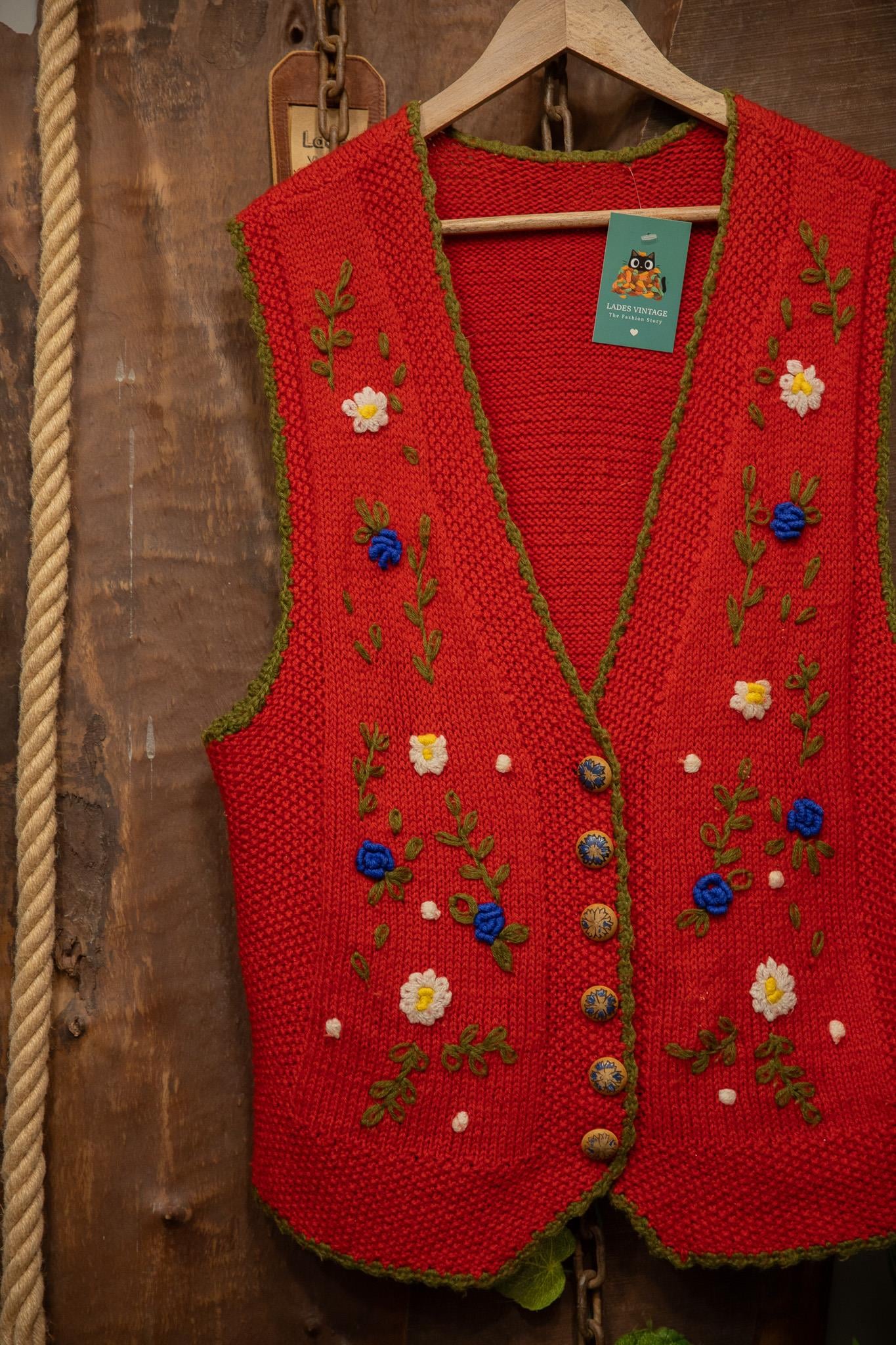 80's Hand-Knitted Wool Yelek