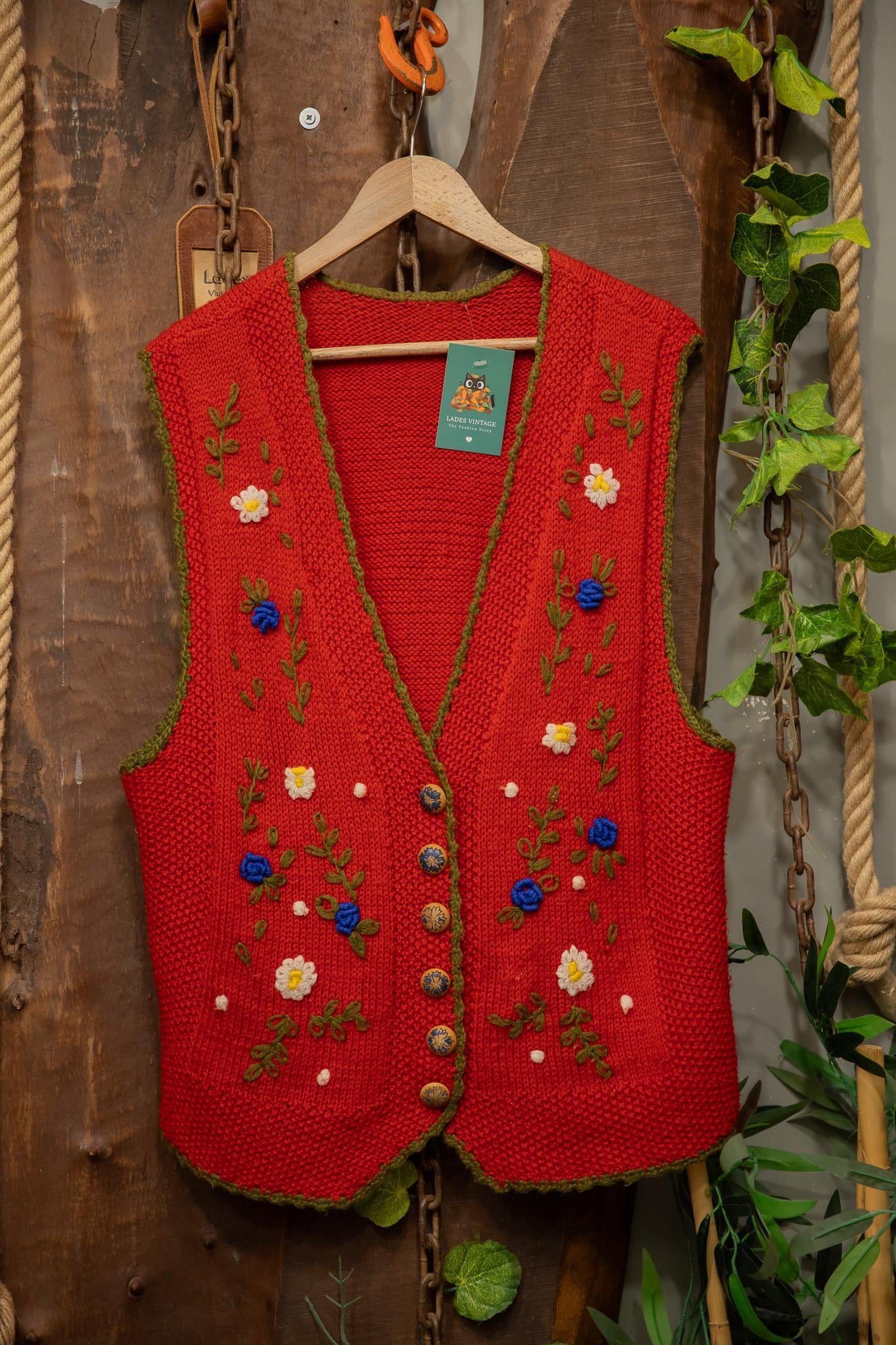 80's Hand-Knitted Wool Yelek