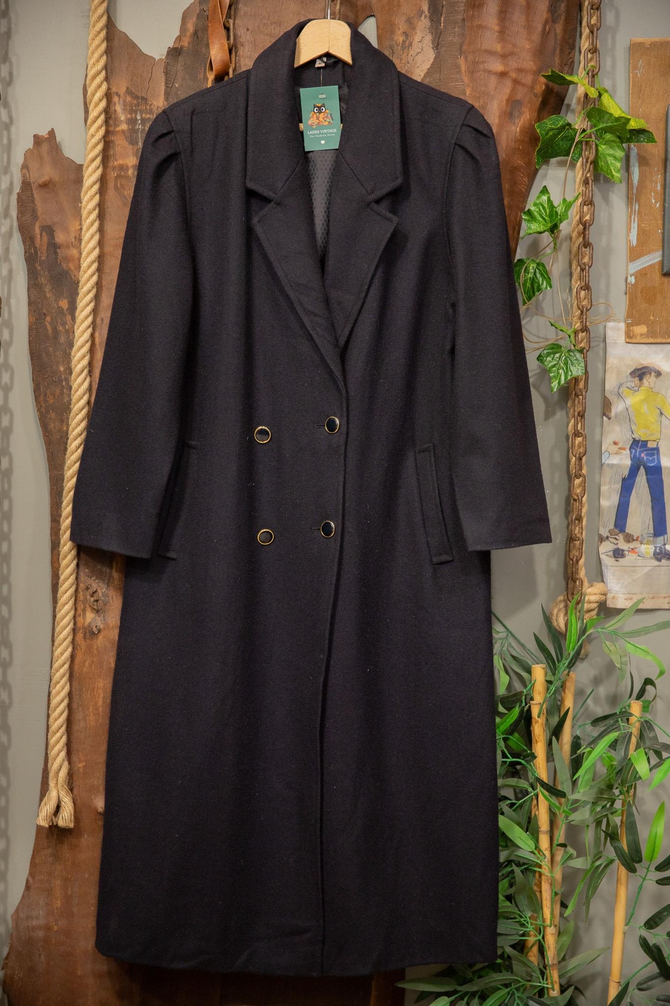 80's Navy Klasik Wool Kaban