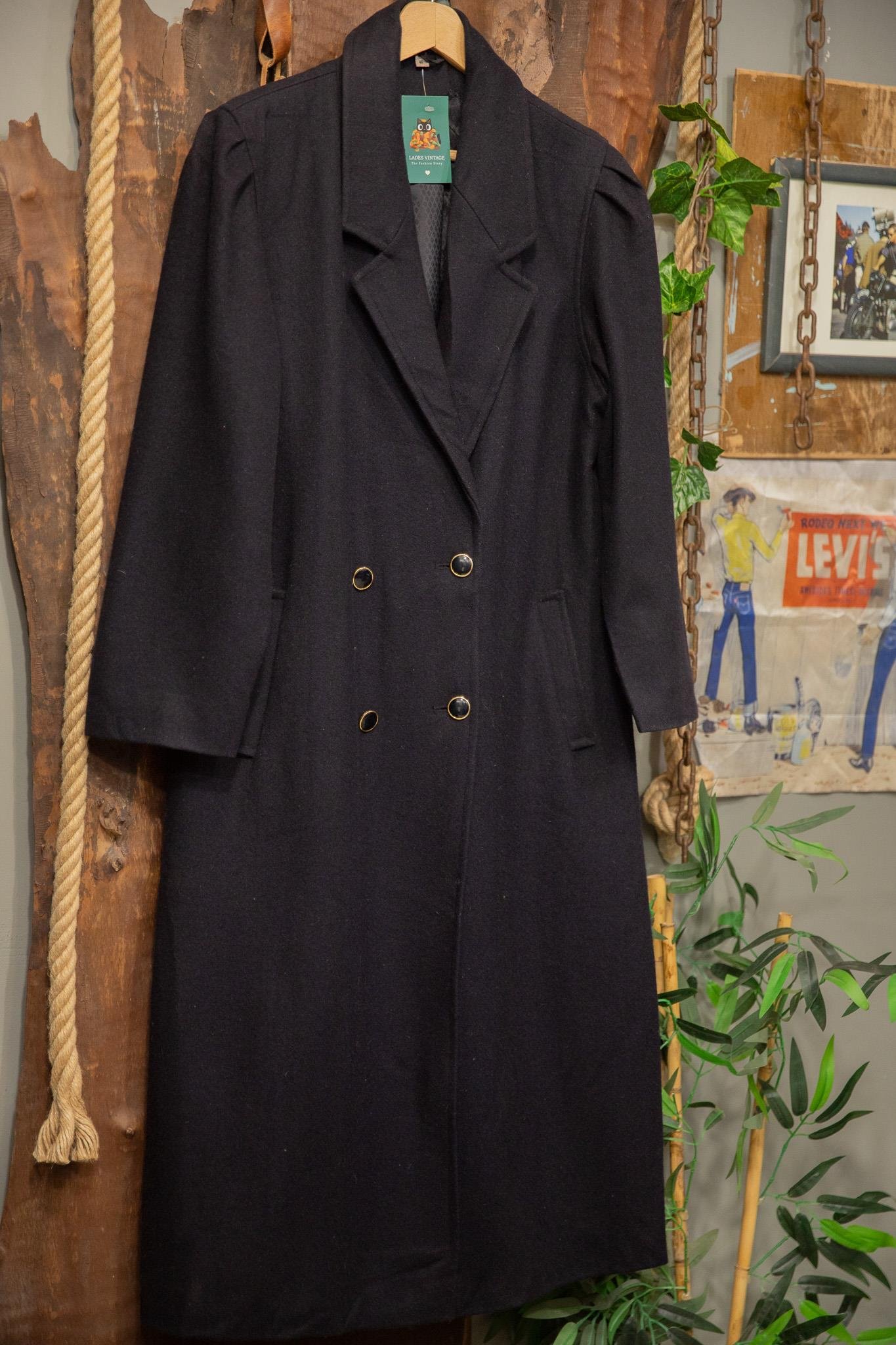 80's Navy Klasik Wool Kaban