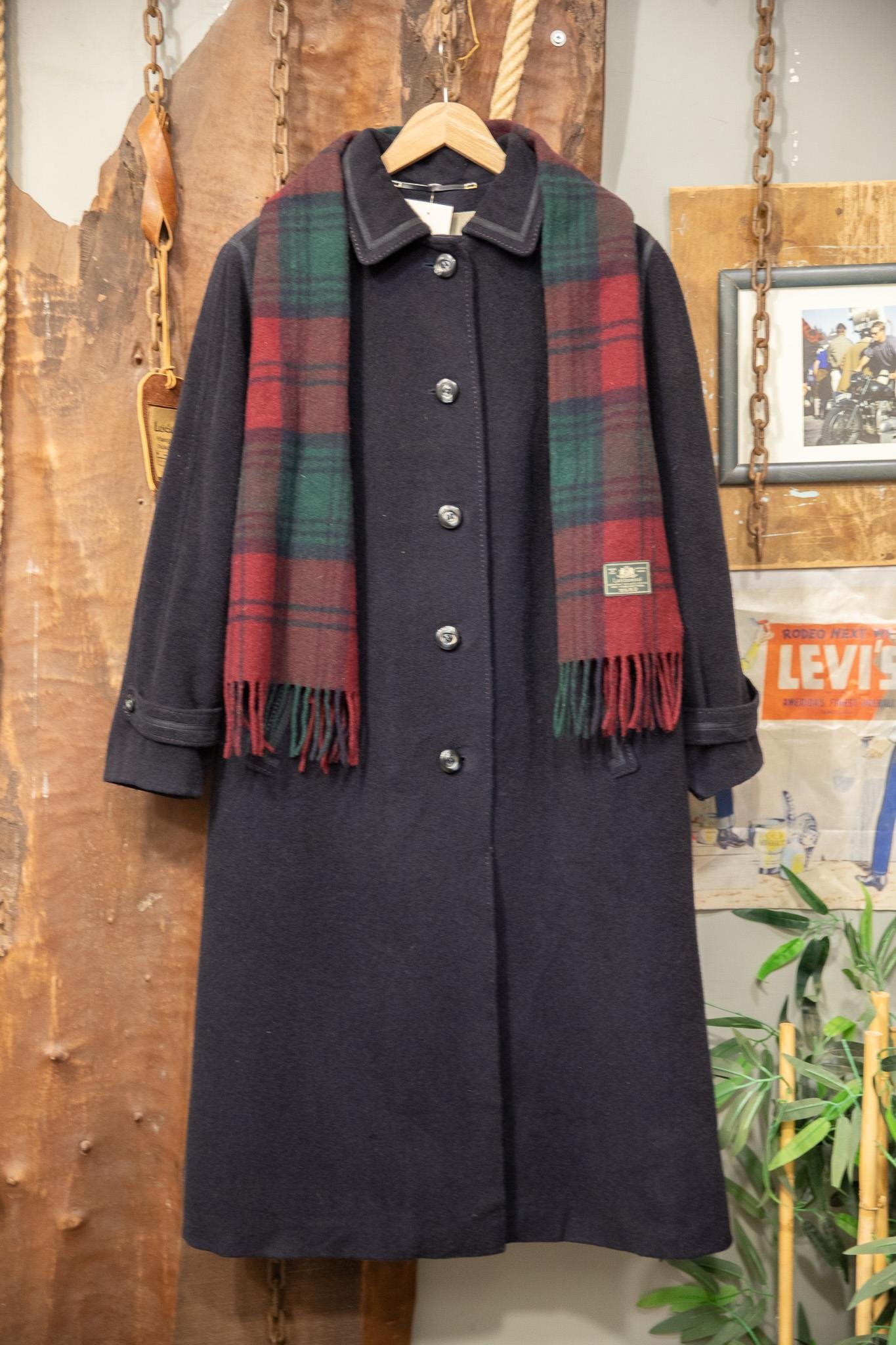 80's Navy Wool Oversize Kaşe Kaban
