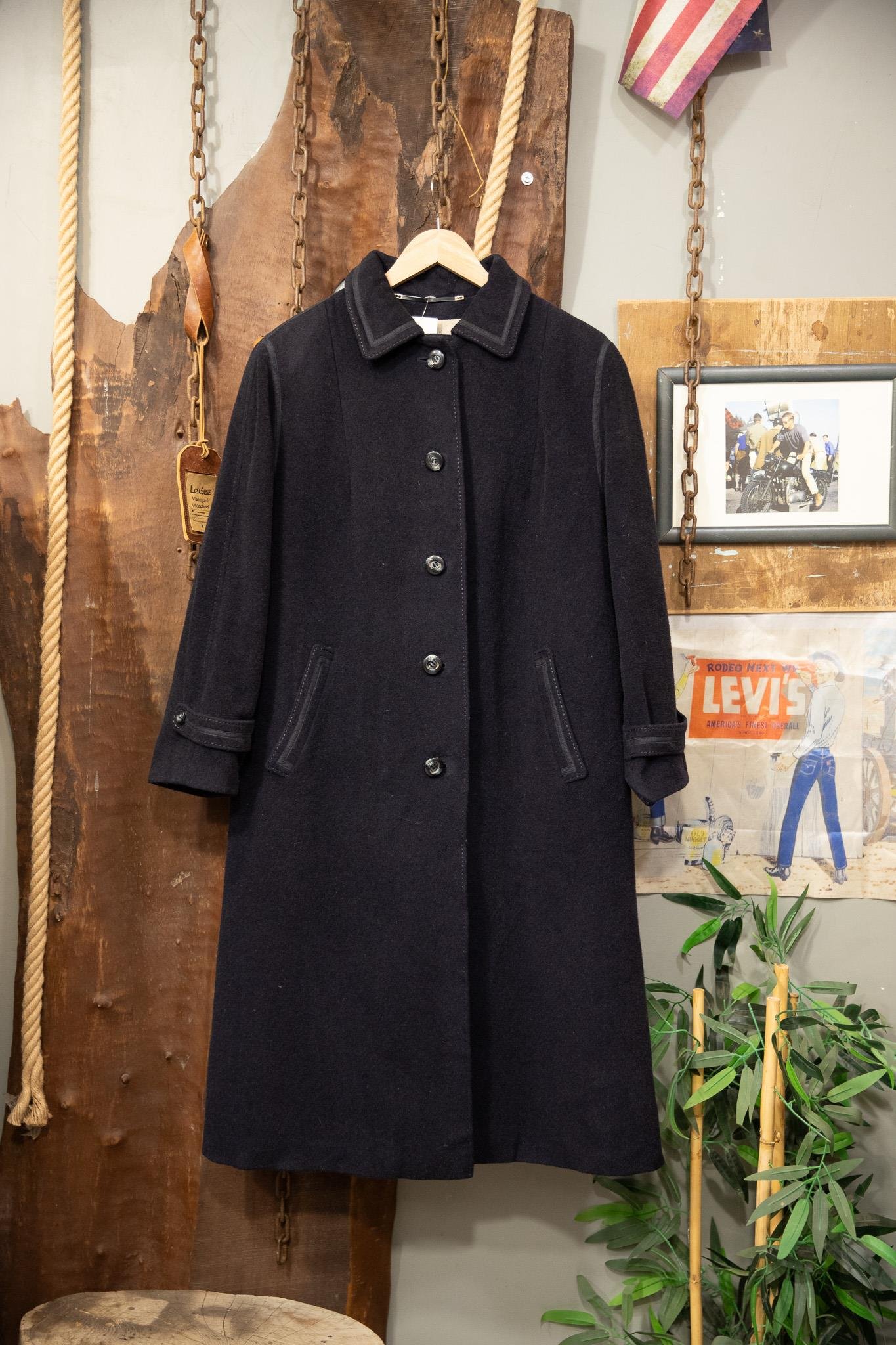 80's Navy Wool Oversize Kaşe Kaban