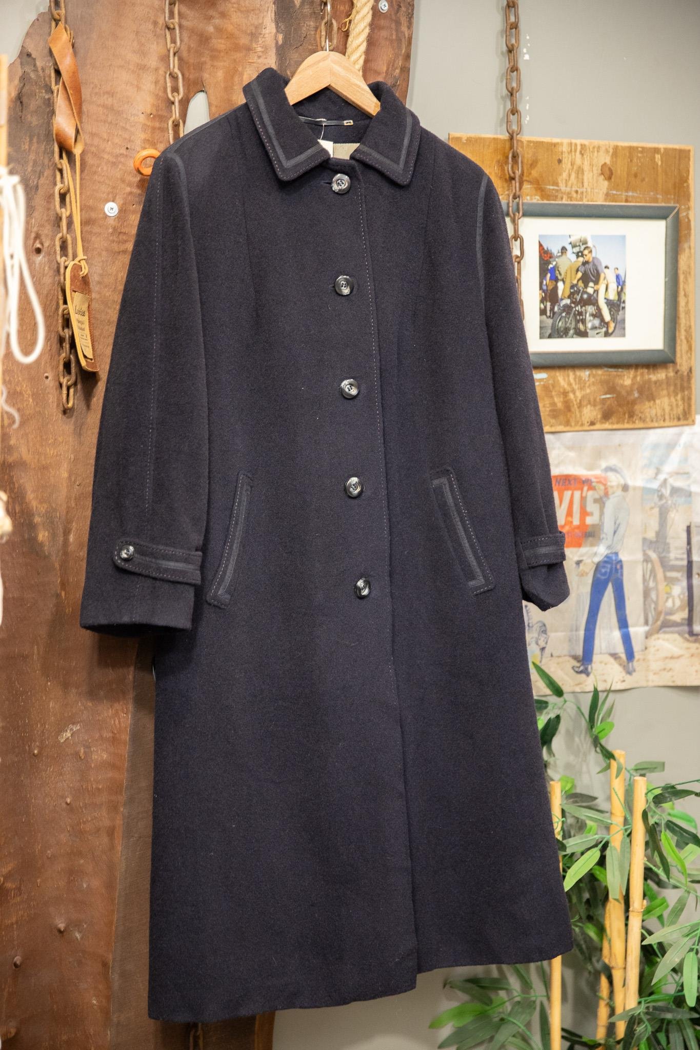 80's Navy Wool Oversize Kaşe Kaban