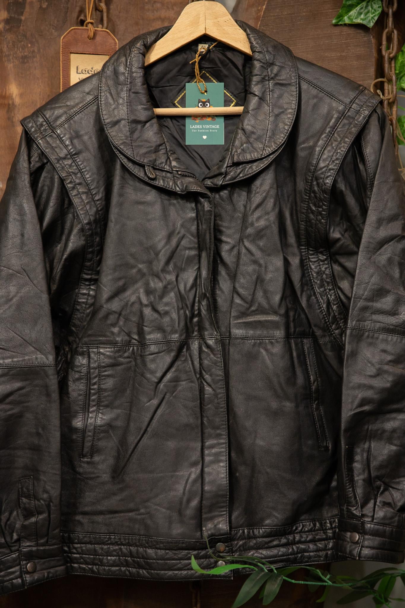 80's Oversize Bomber Balon Kol Deri Ceket