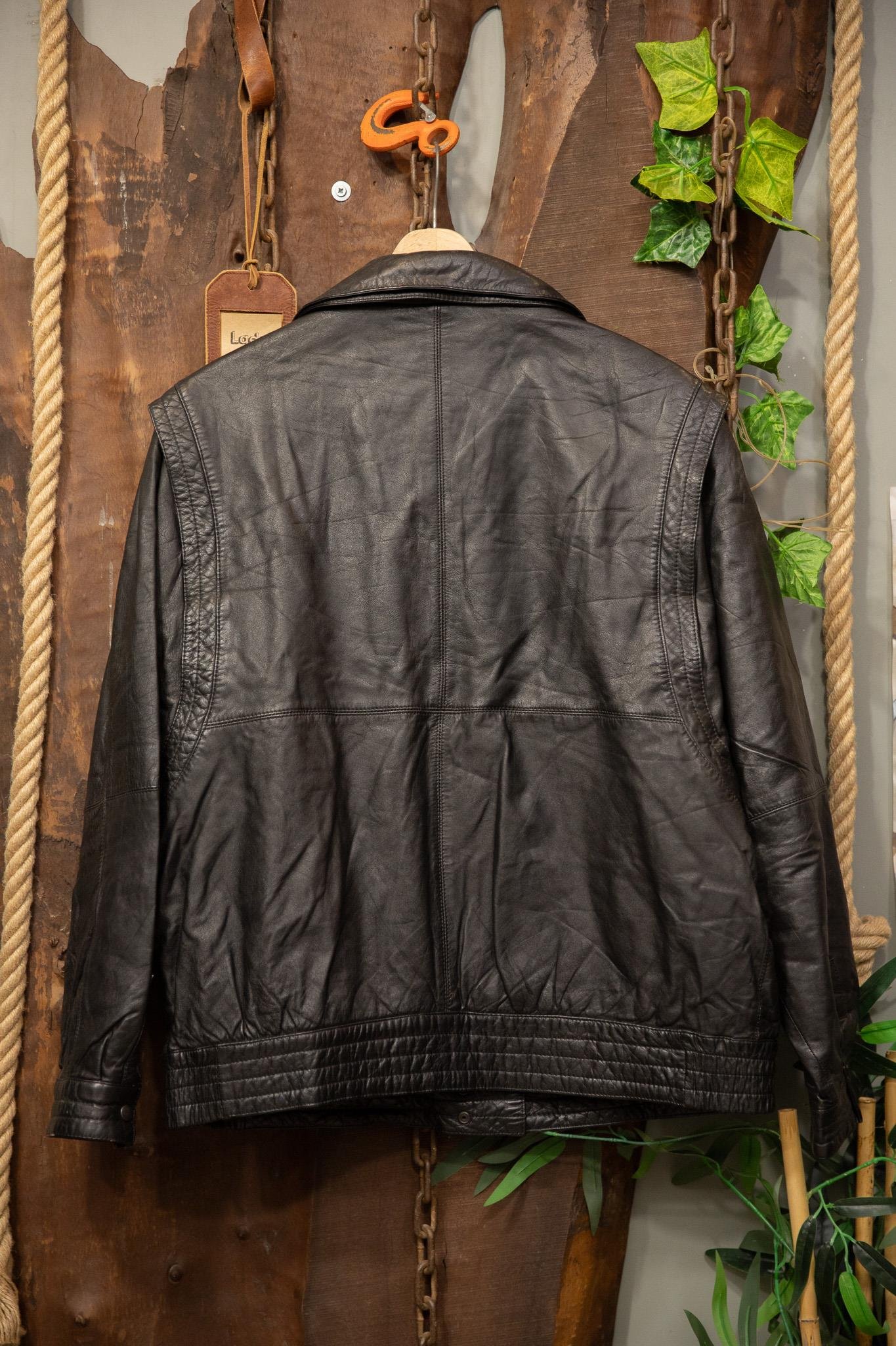 80's Oversize Bomber Balon Kol Deri Ceket