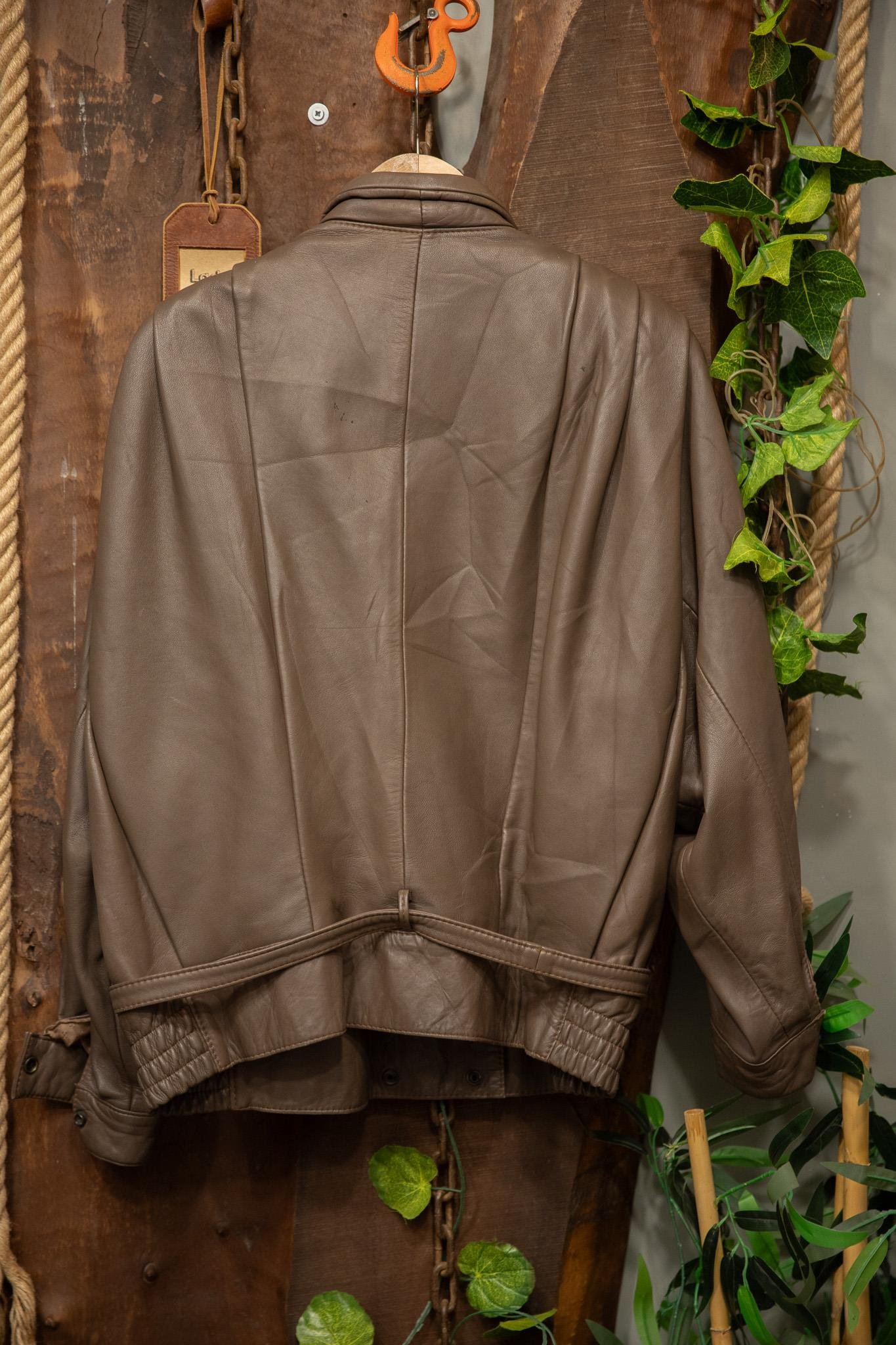 80's Oversize Çift Düğmeli Deri Ceket