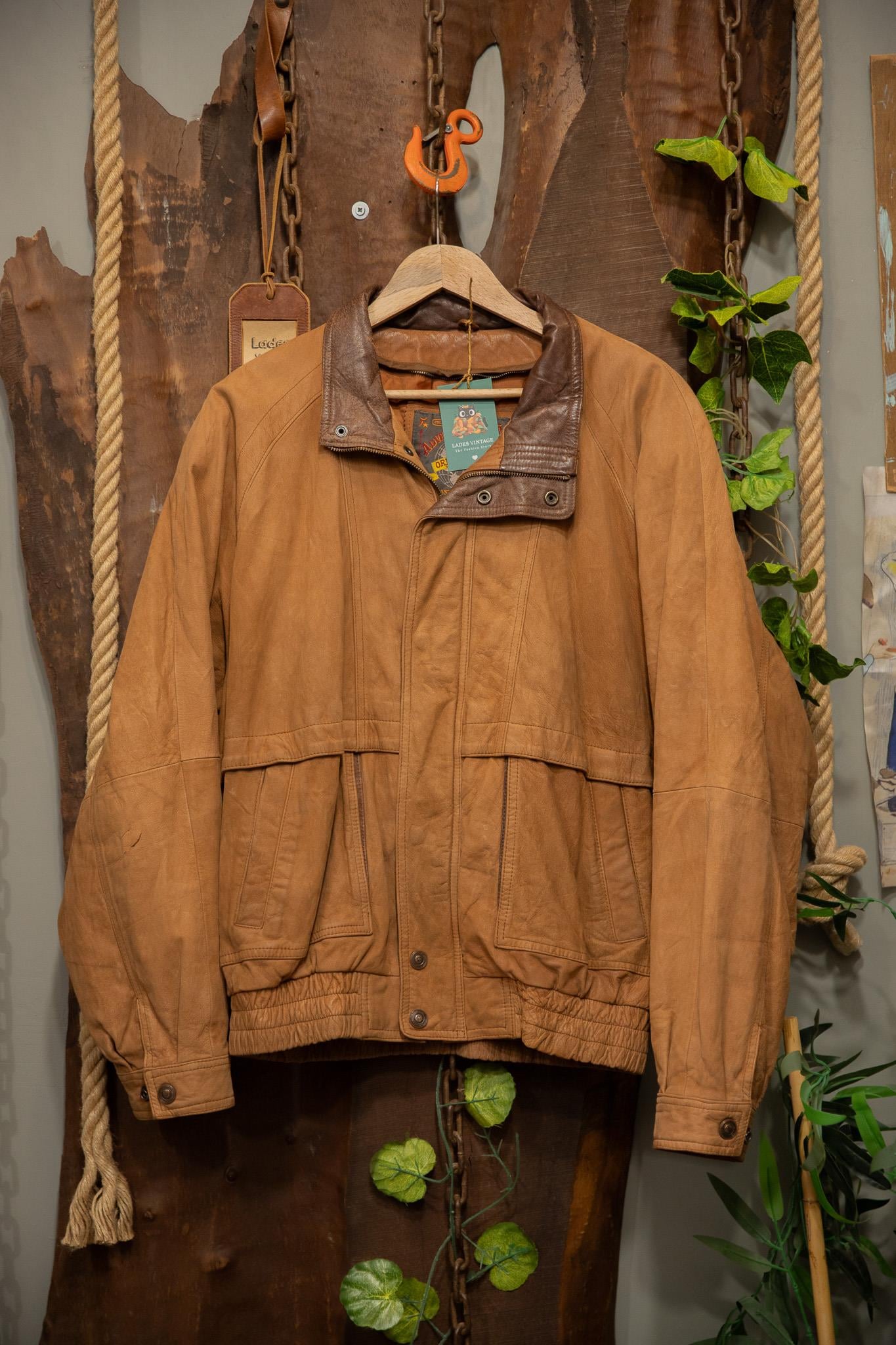 80's Oversize Kahve Deri Ceket