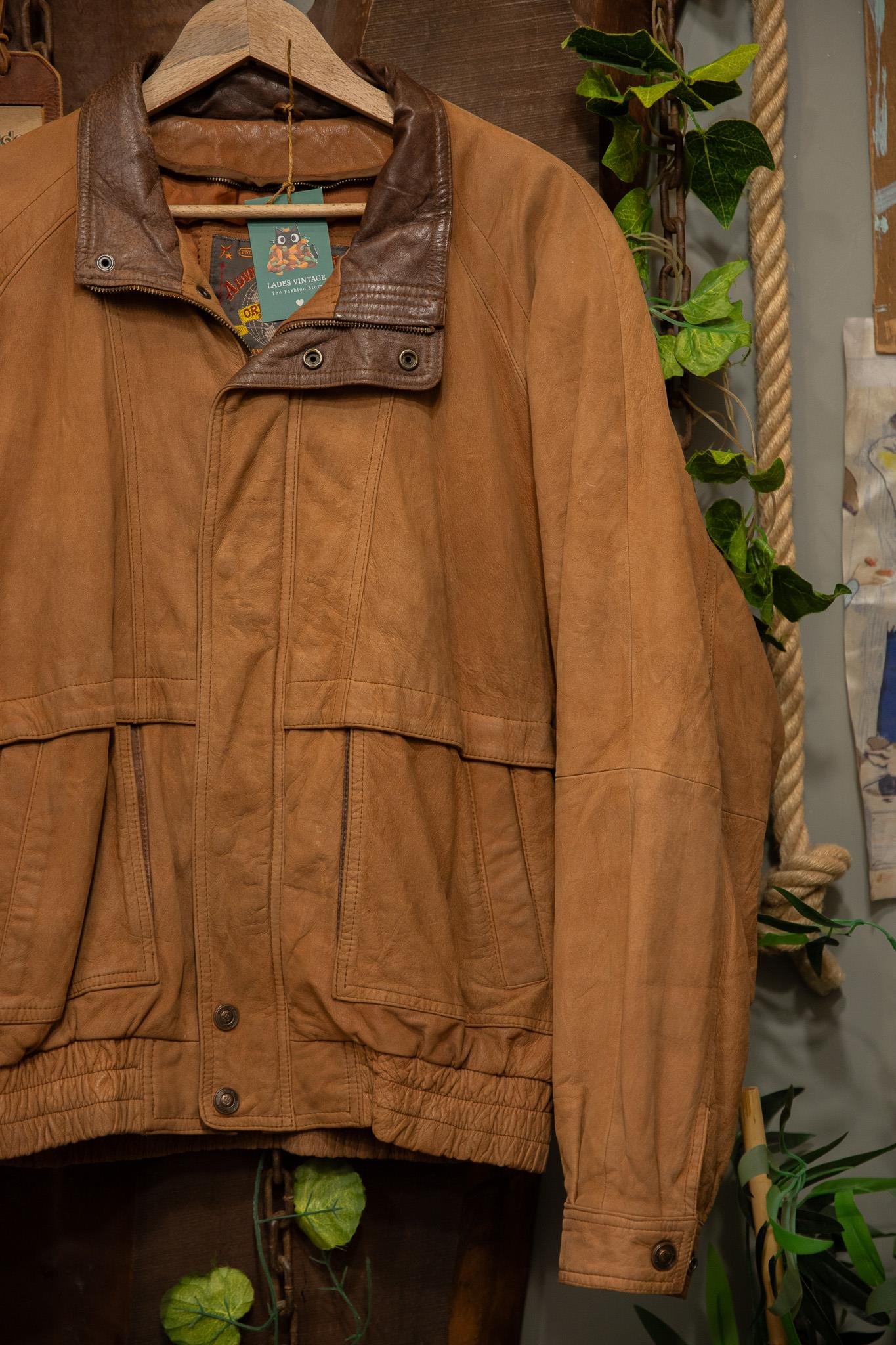 80's Oversize Kahve Deri Ceket