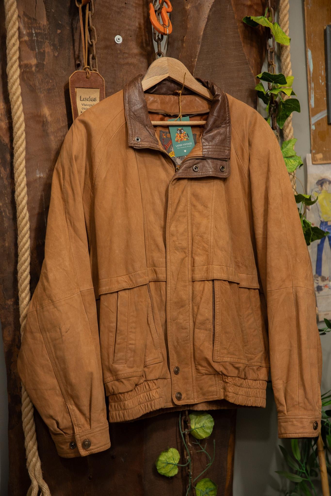 80's Oversize Kahve Deri Ceket