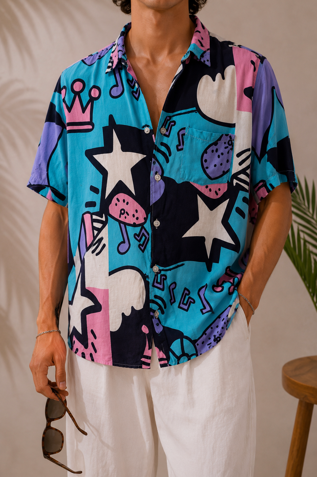 80s Pop Art Çizgi Karakter Gömlek