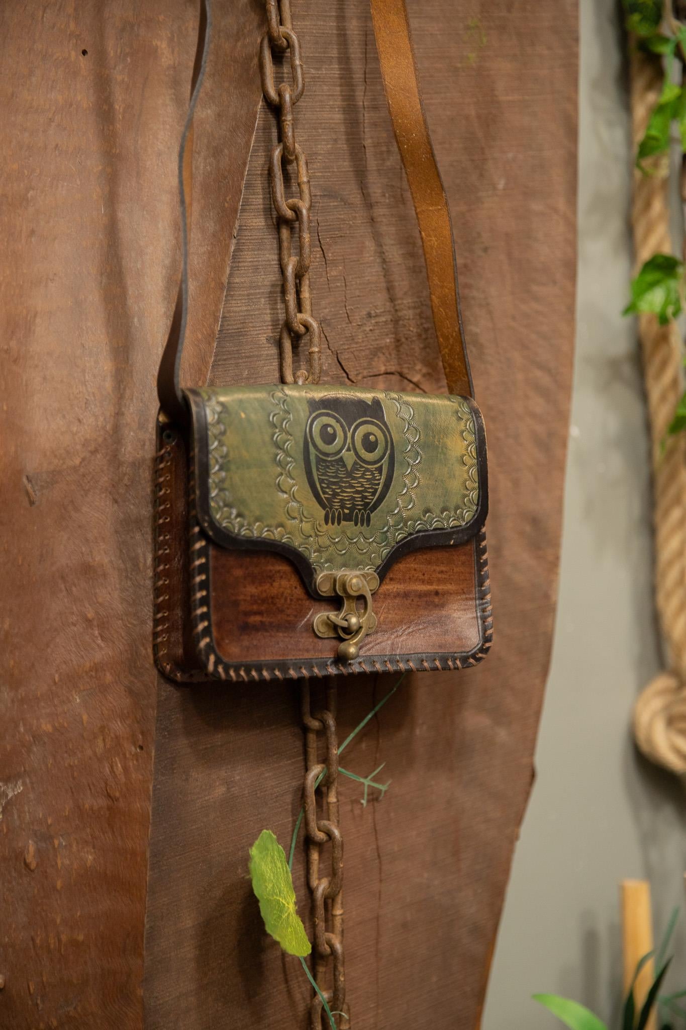 80's Western Owl Deri Çanta