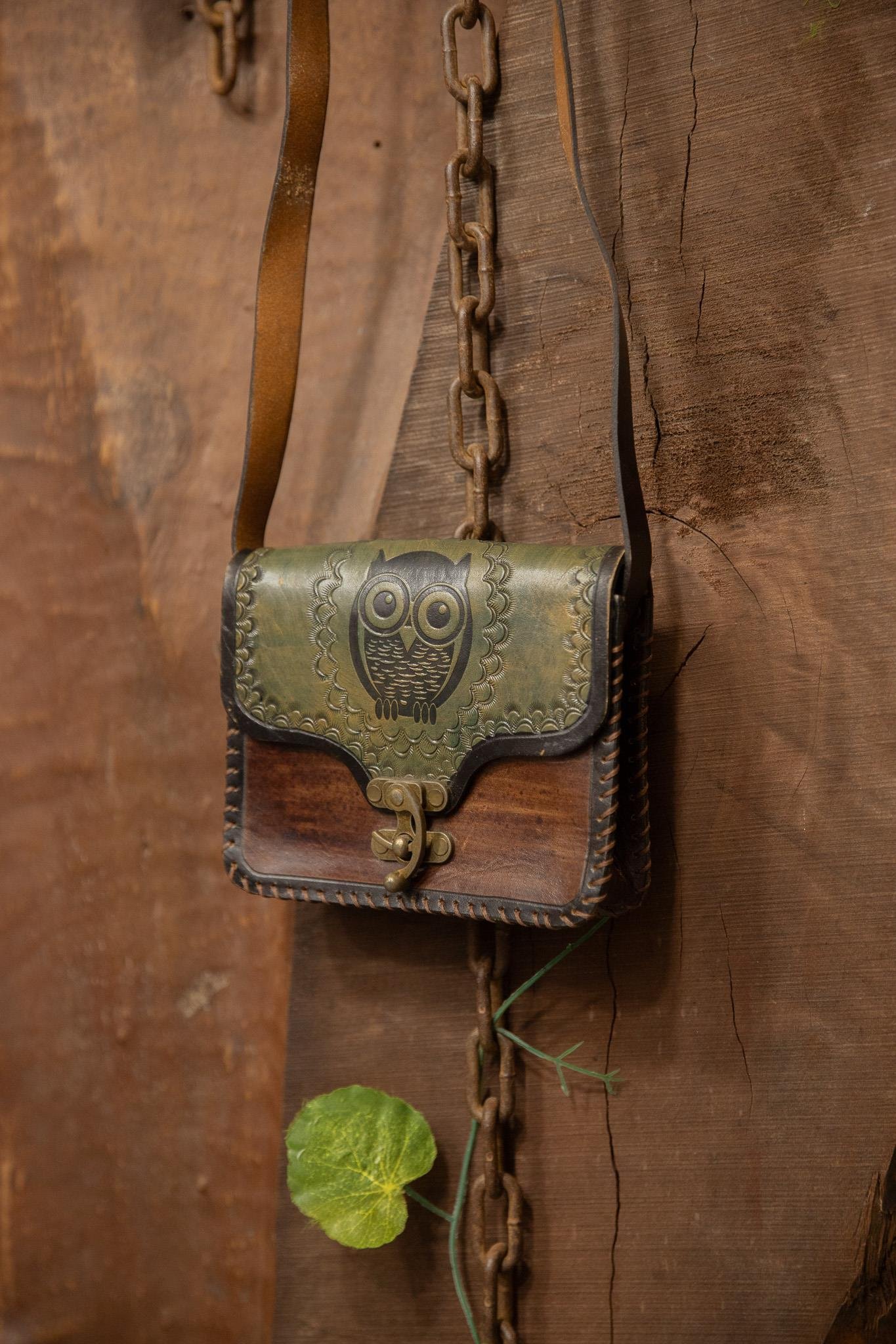 80's Western Owl Deri Çanta