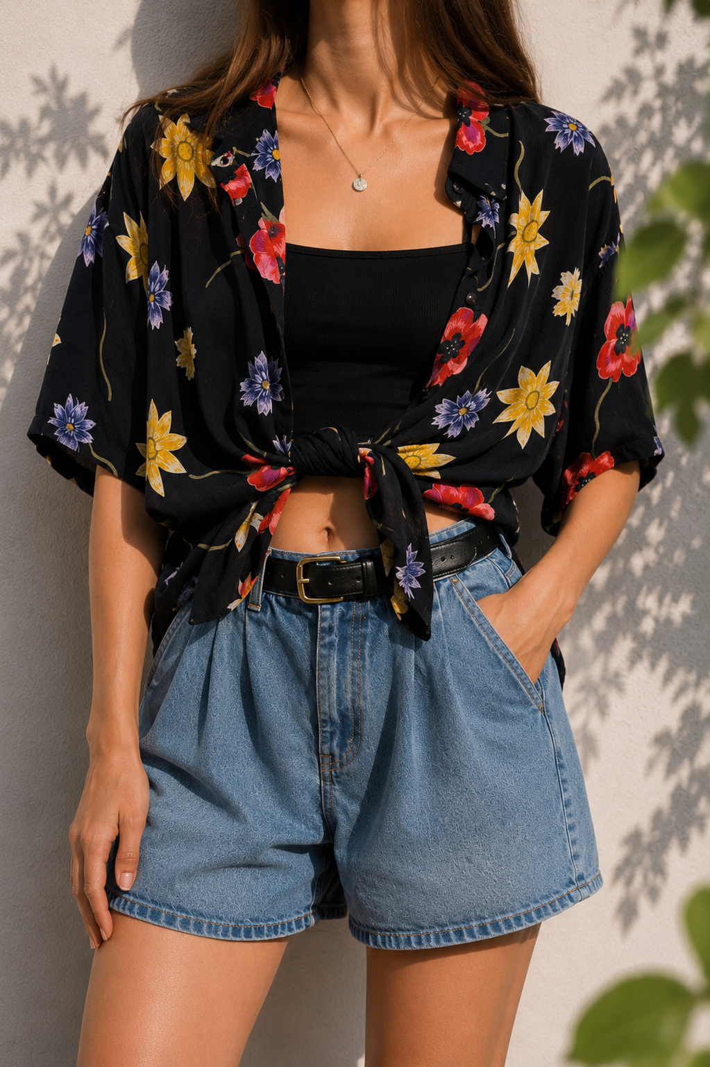 80s/90s %100 Viskon Floral Gömlek