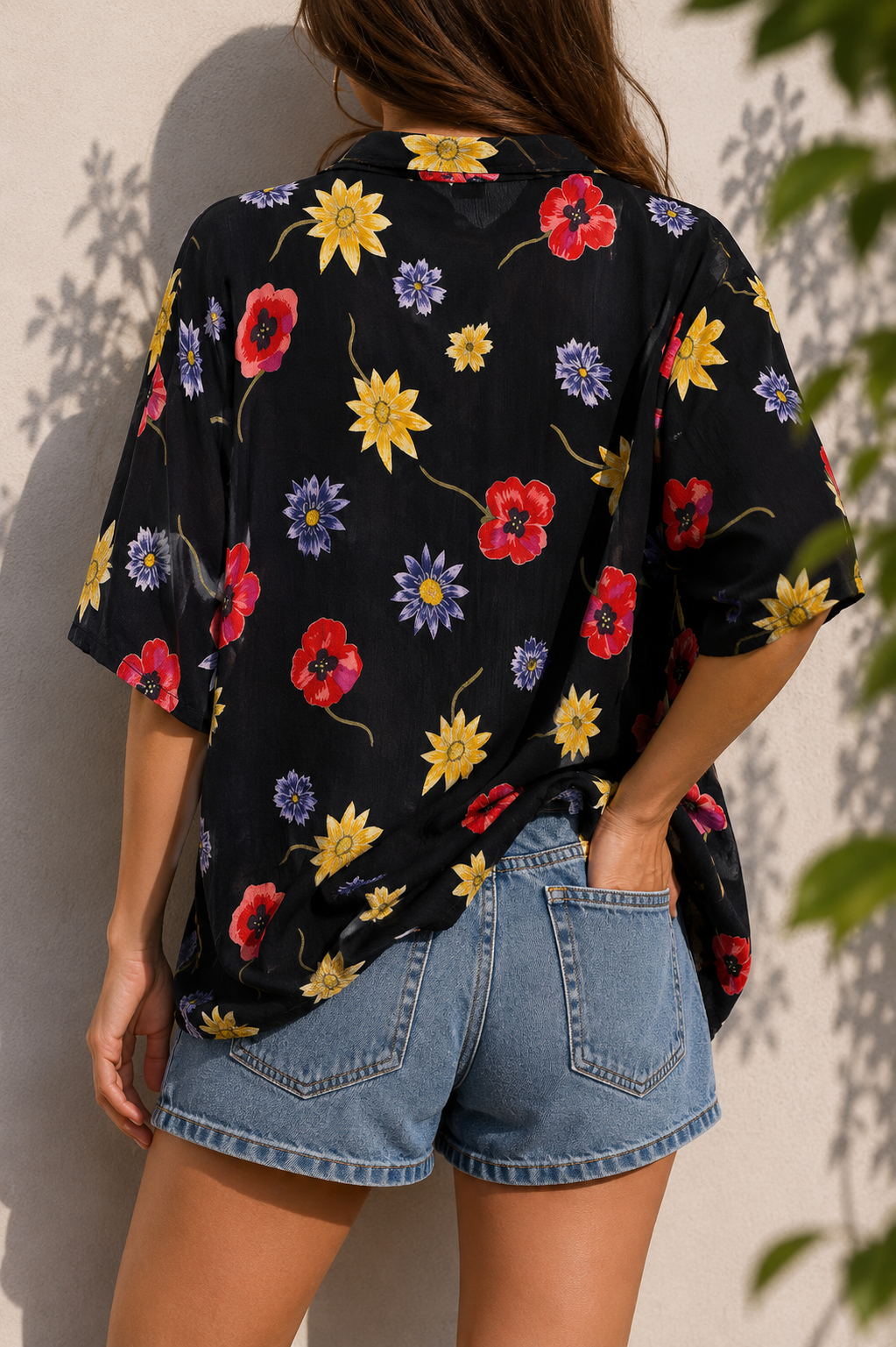 80s/90s %100 Viskon Floral Gömlek
