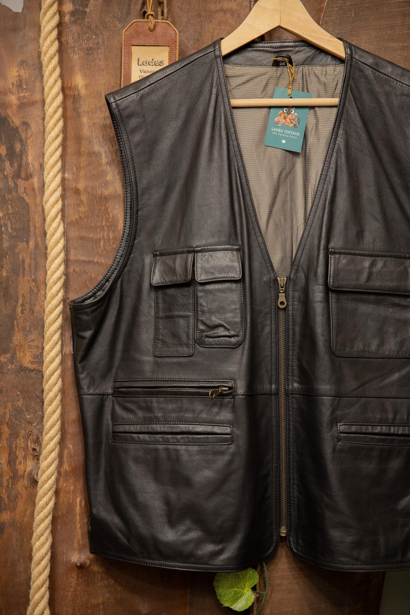 80s/90s Biker Vest Deri Yelek
