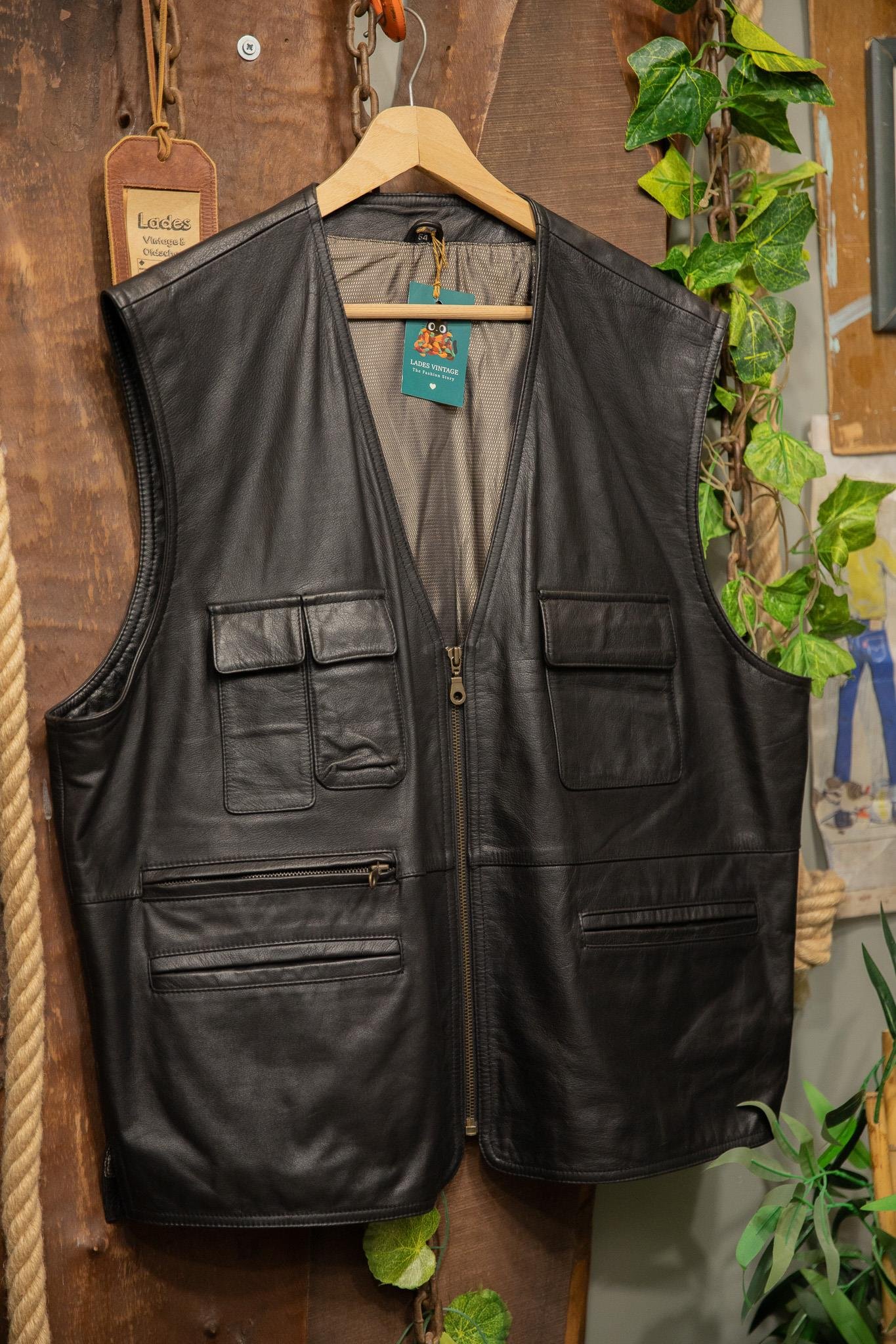 80s/90s Biker Vest Deri Yelek