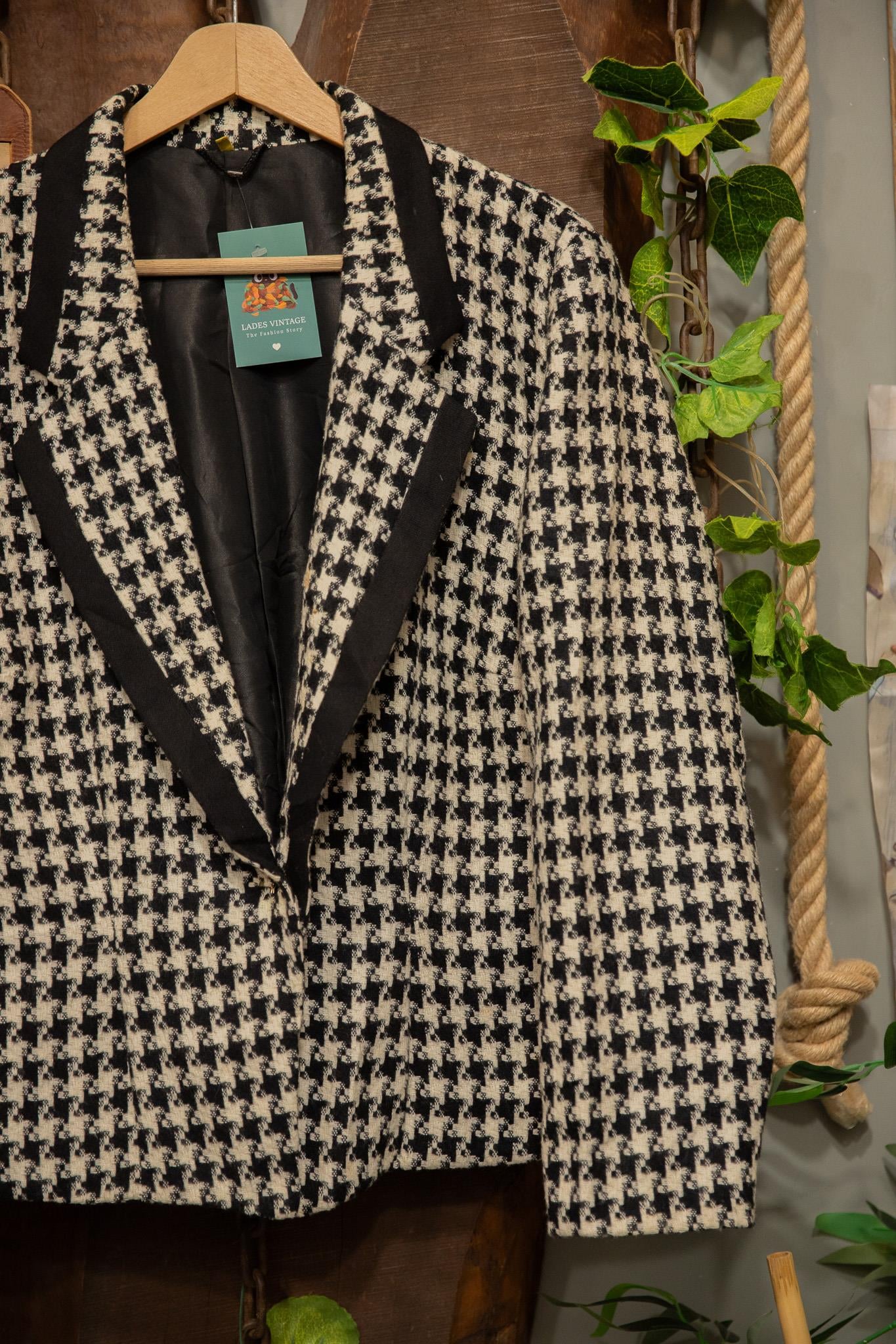 80s/90s Black&White Wool Ceket