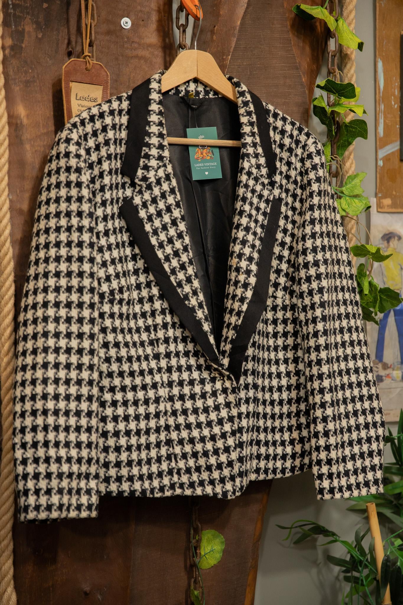 80s/90s Black&White Wool Ceket