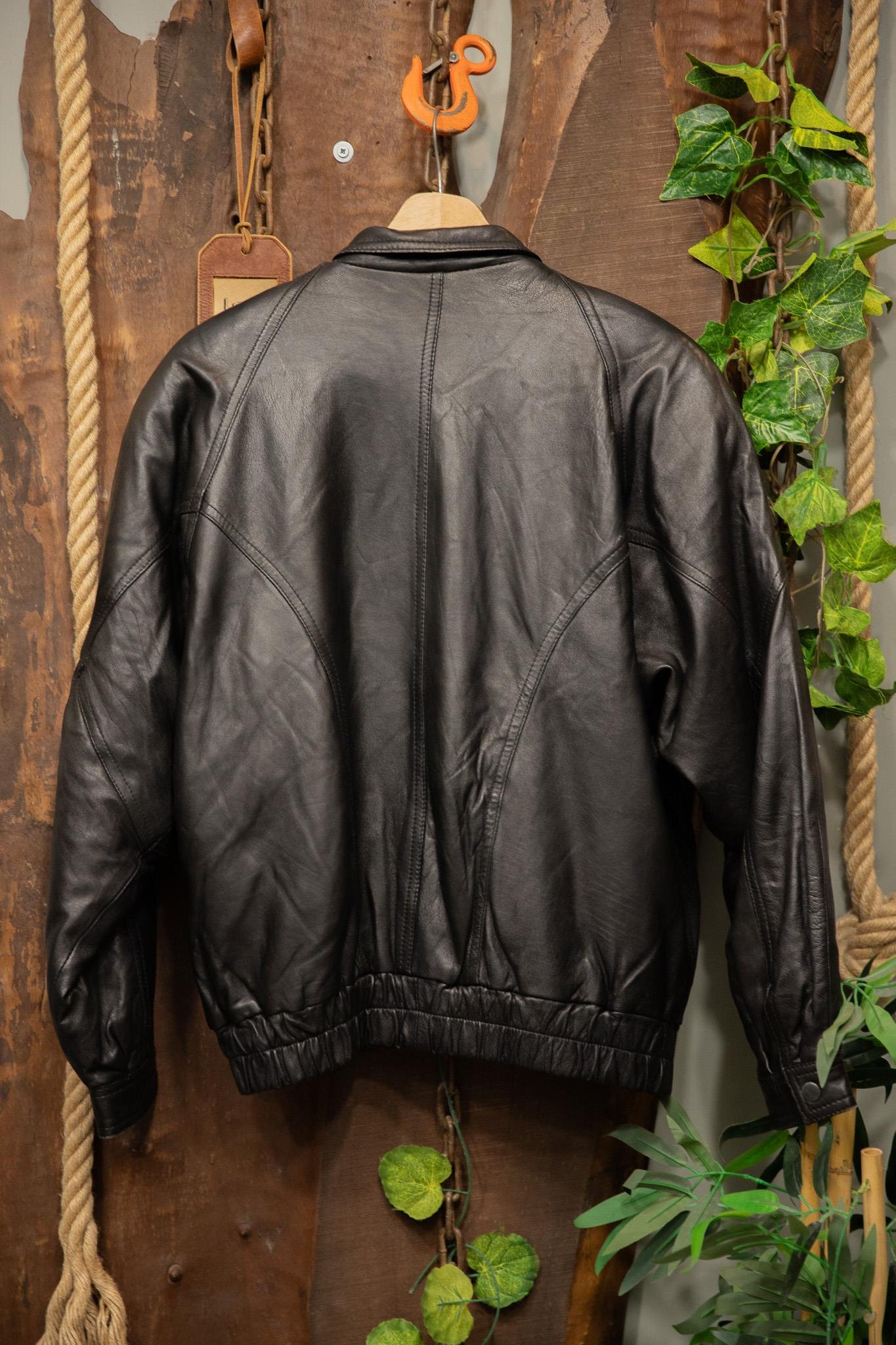 80s/90s Bomber Black Deri Ceket