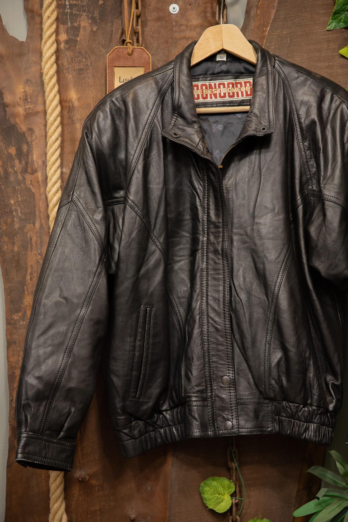 80s/90s Bomber Black Deri Ceket