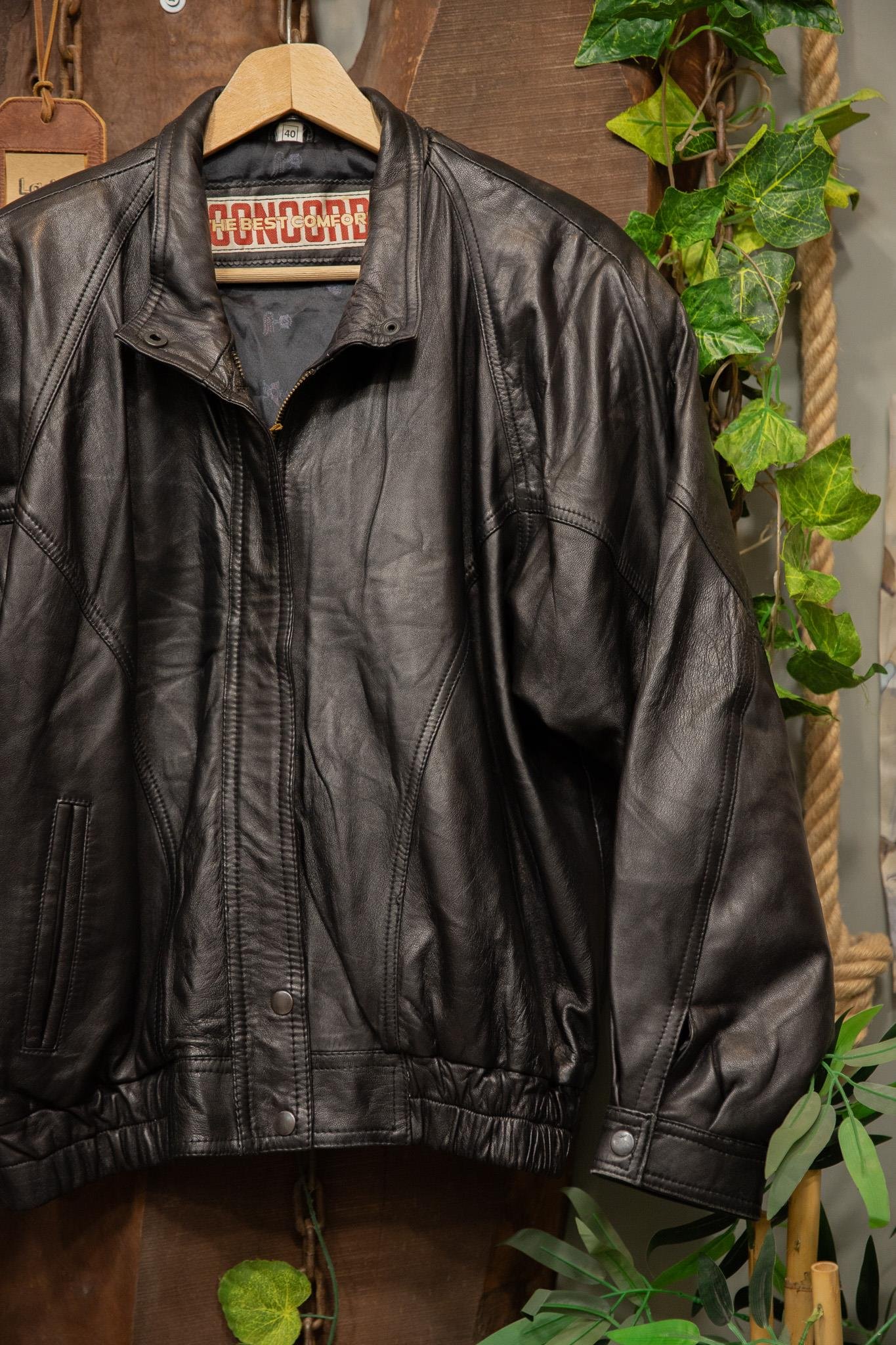 80s/90s Bomber Black Deri Ceket