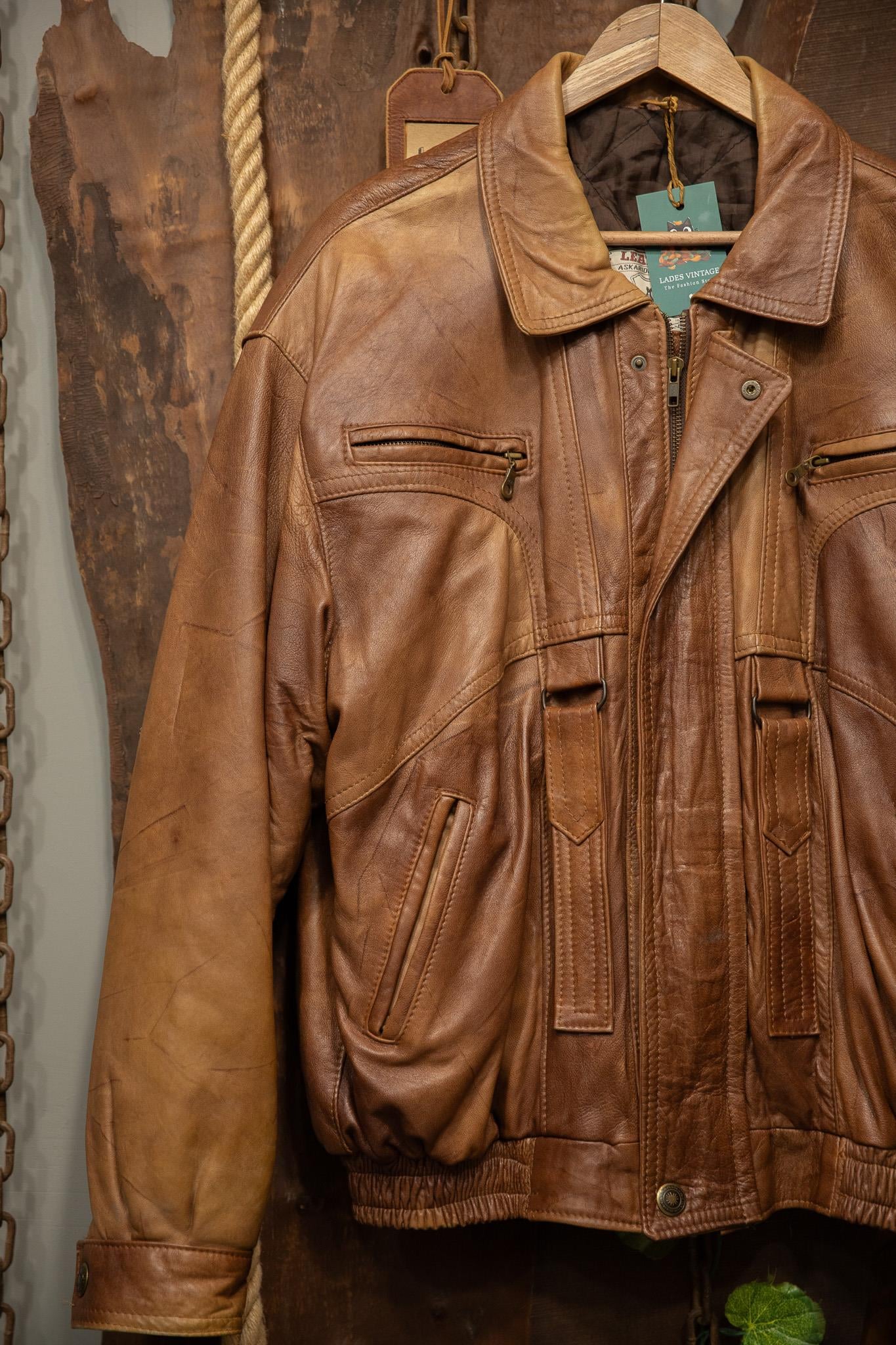 80's/90s Brown Bomber Deri Ceket