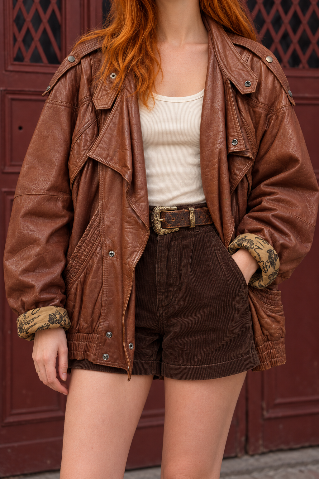 80s/90s Brown Bomber Deri Ceket
