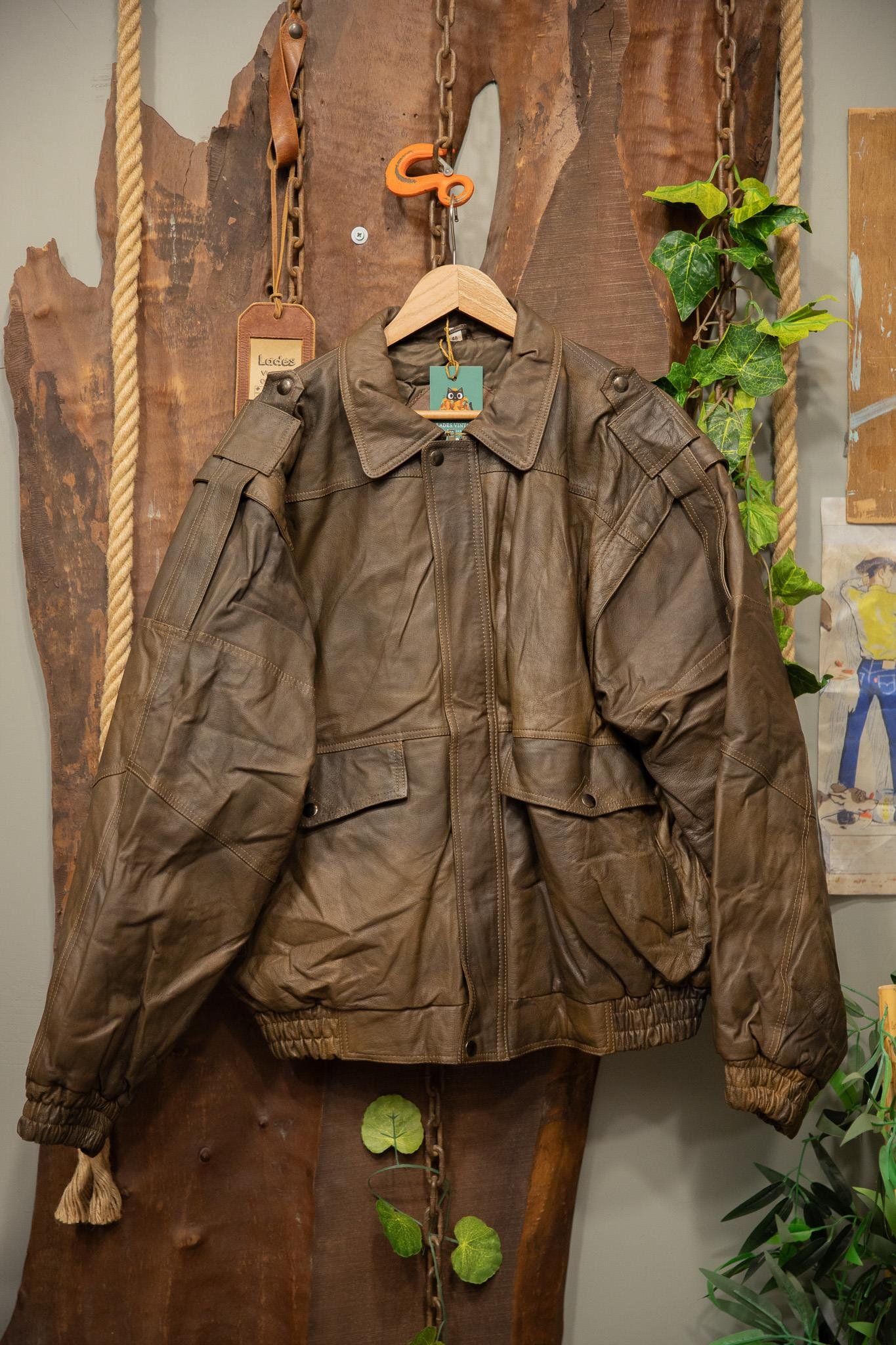 80s/90s Brown Pilot Deri Ceket