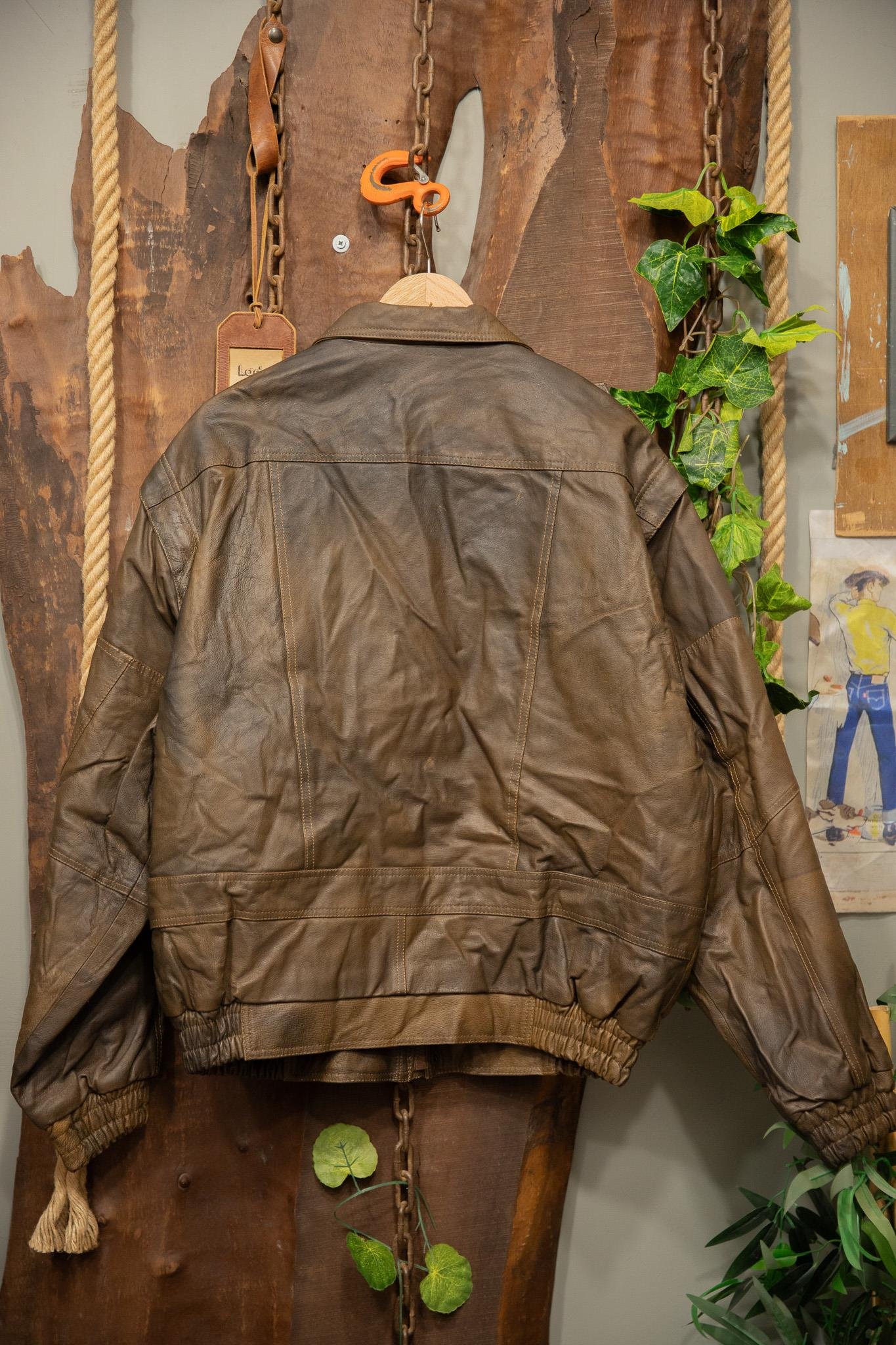 80s/90s Brown Pilot Deri Ceket