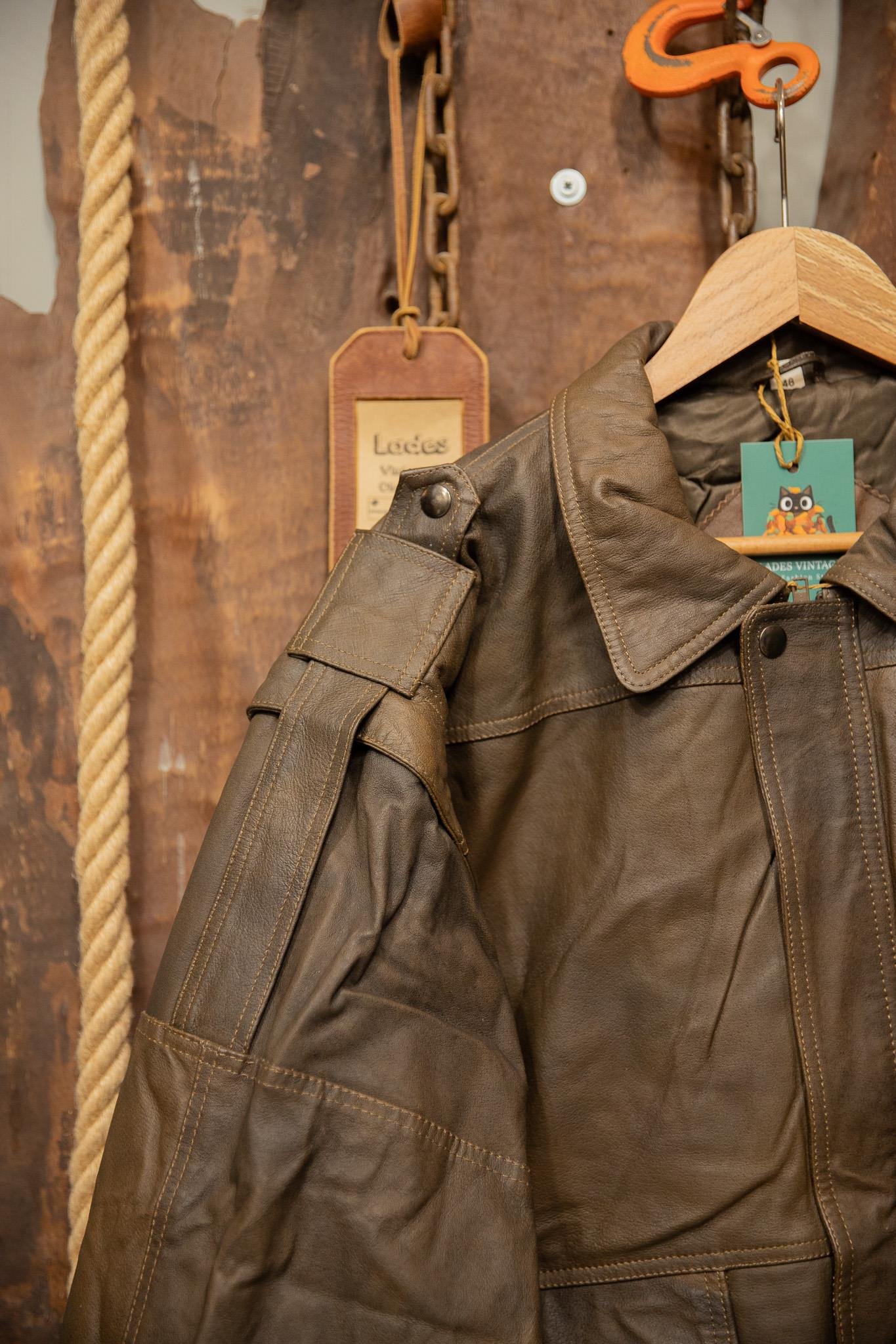 80s/90s Brown Pilot Deri Ceket