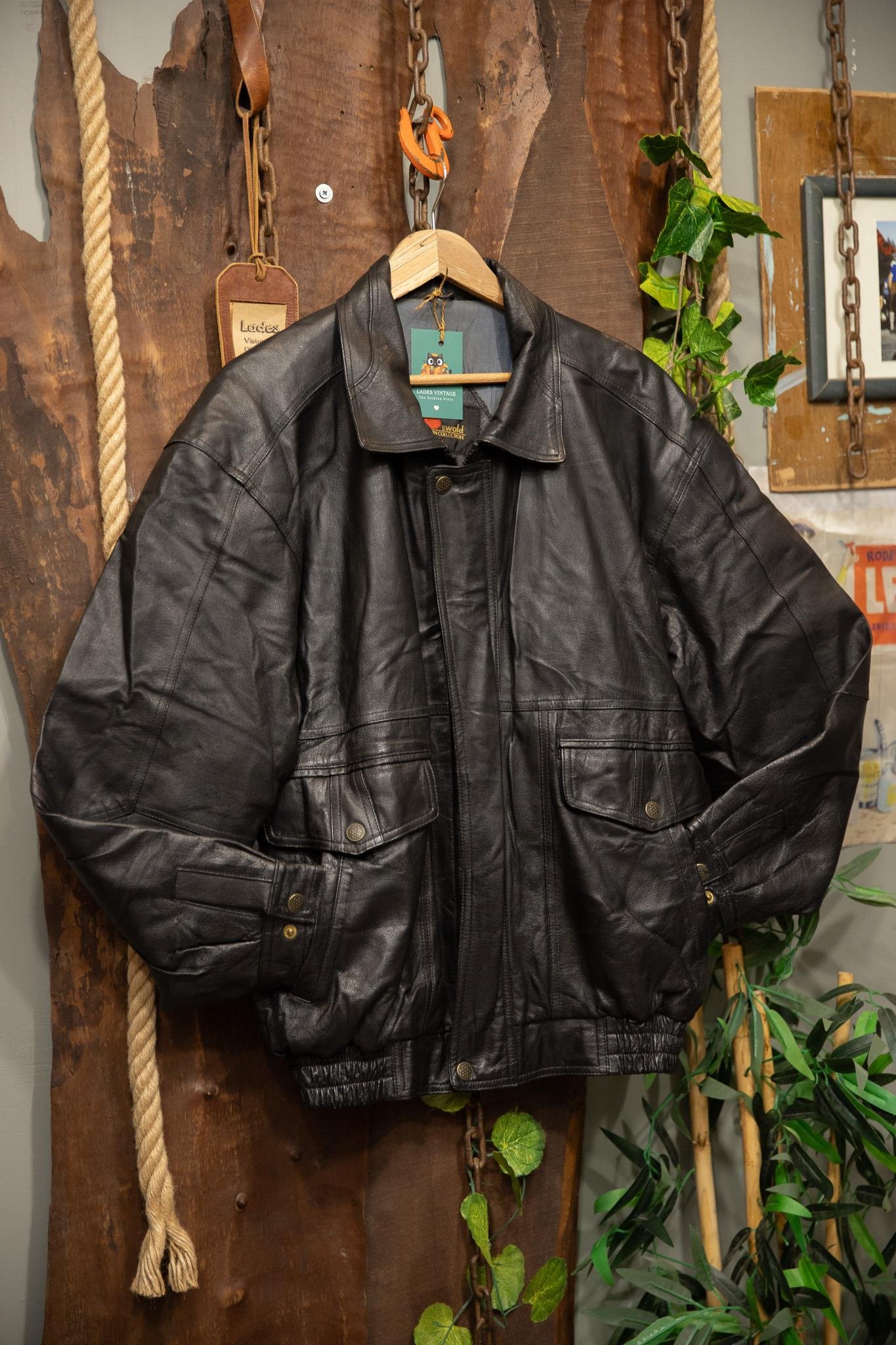 80s/90s Classic Black Bomber Deri Ceket