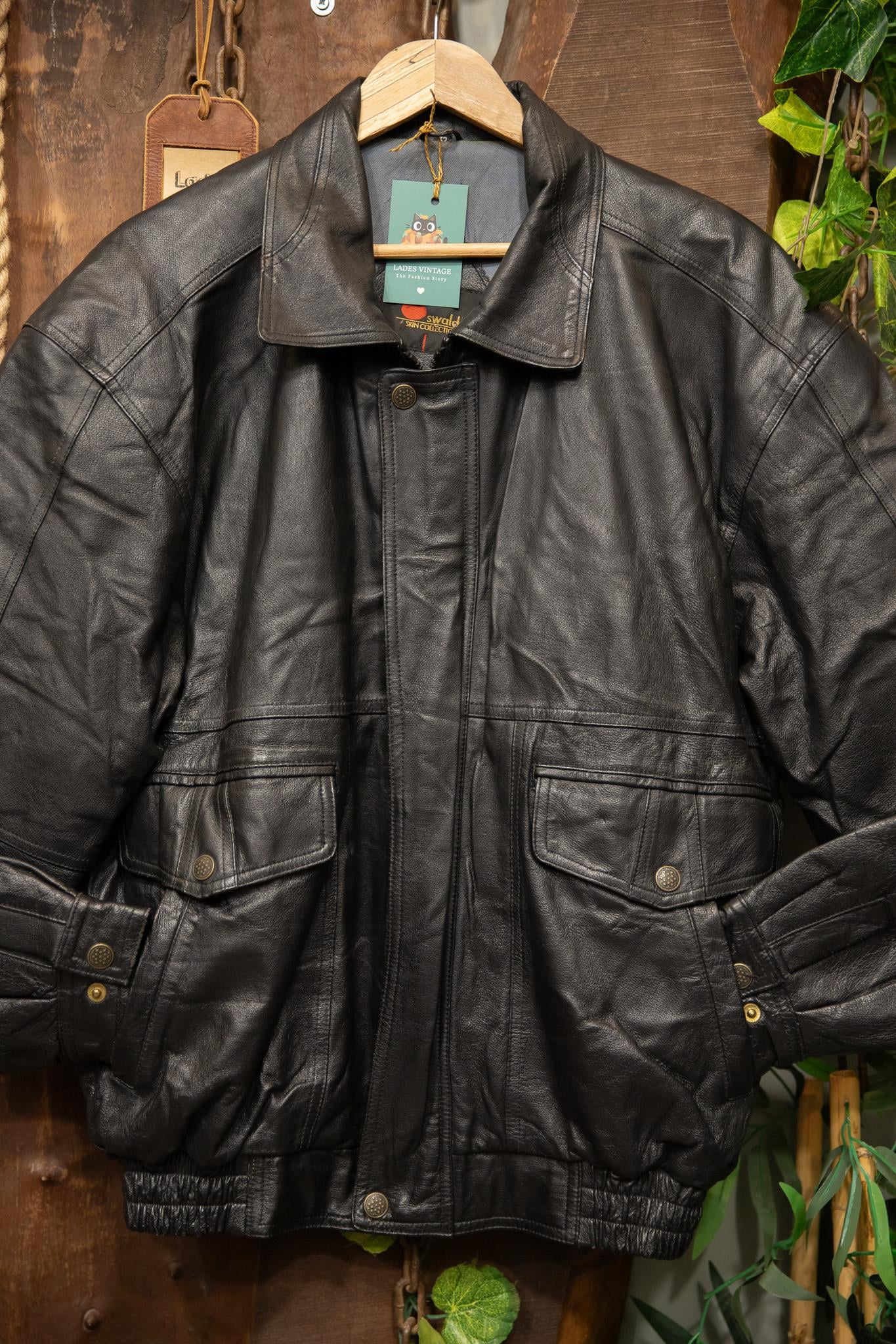 80s/90s Classic Black Bomber Deri Ceket
