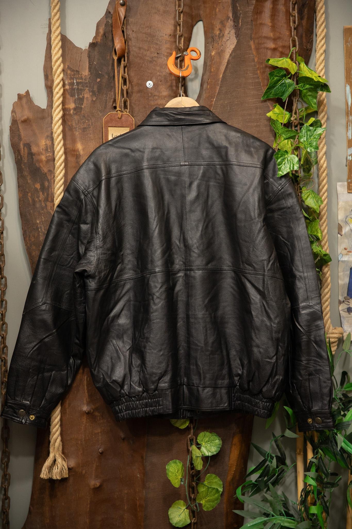 80s/90s Classic Black Bomber Deri Ceket