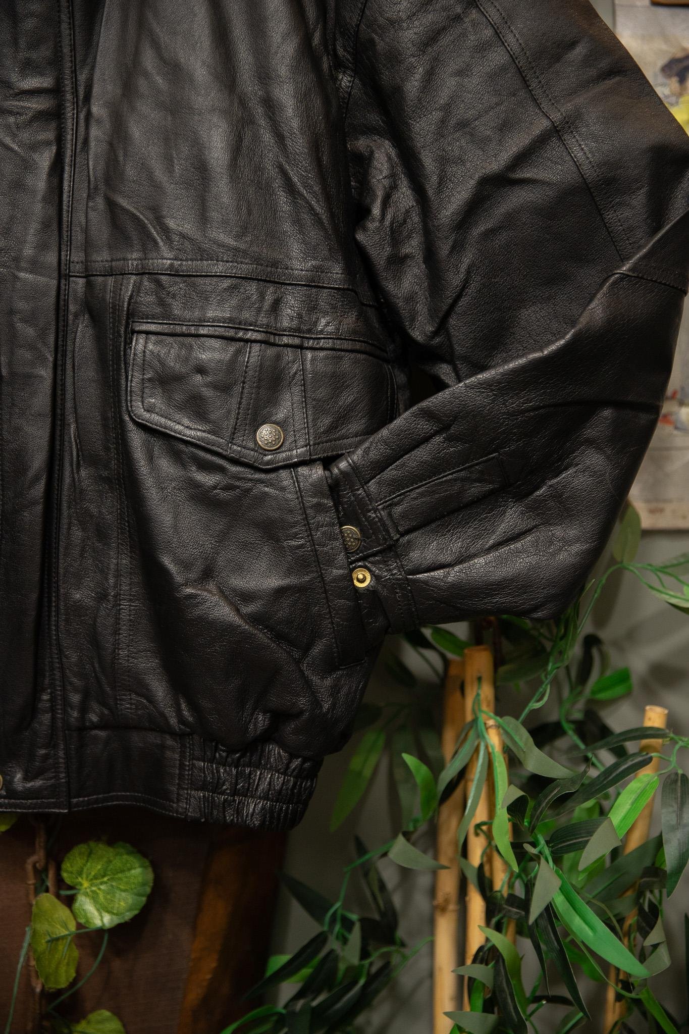 80s/90s Classic Black Bomber Deri Ceket