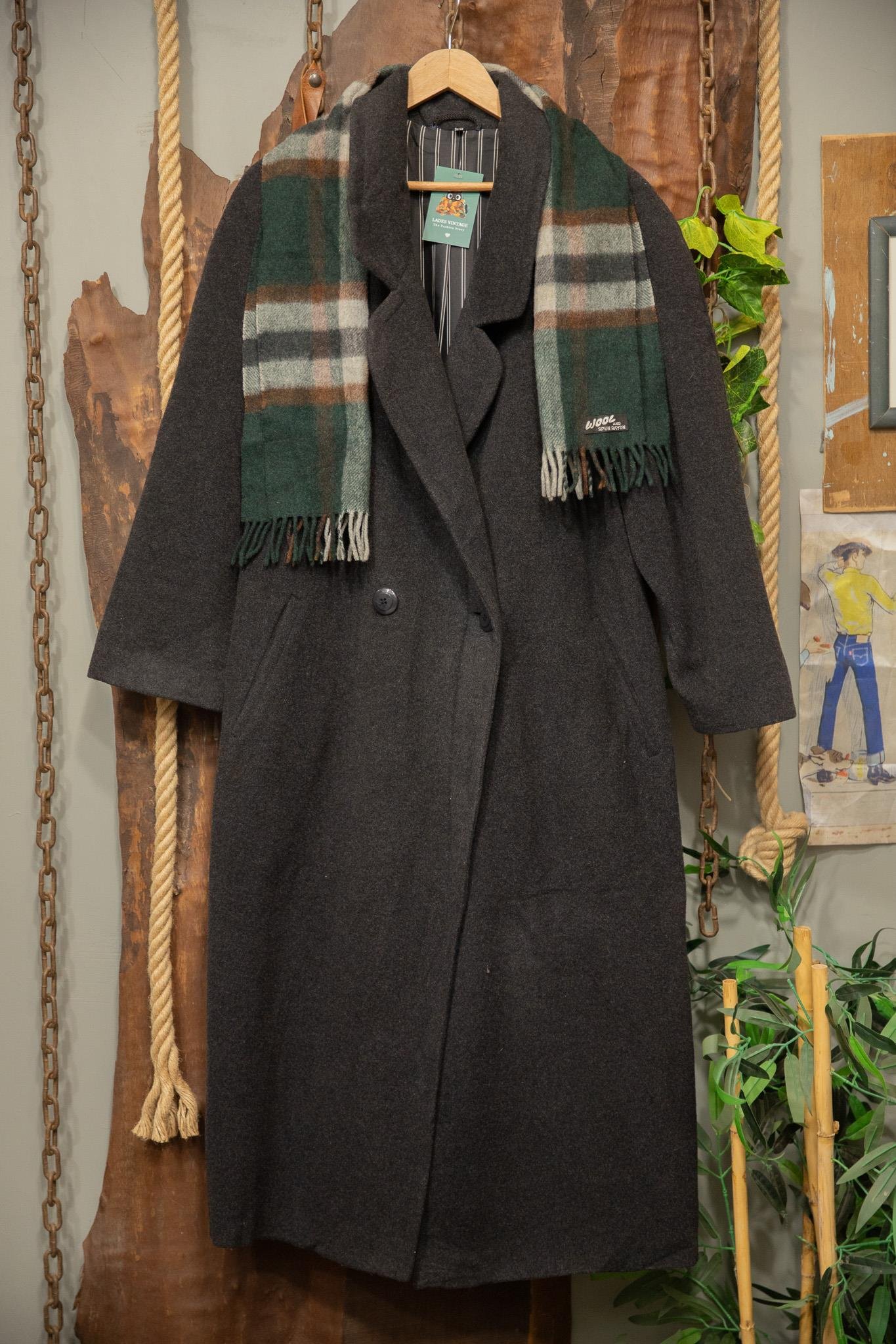 80s/90s Classic Grey Wool Kaşe Kaban