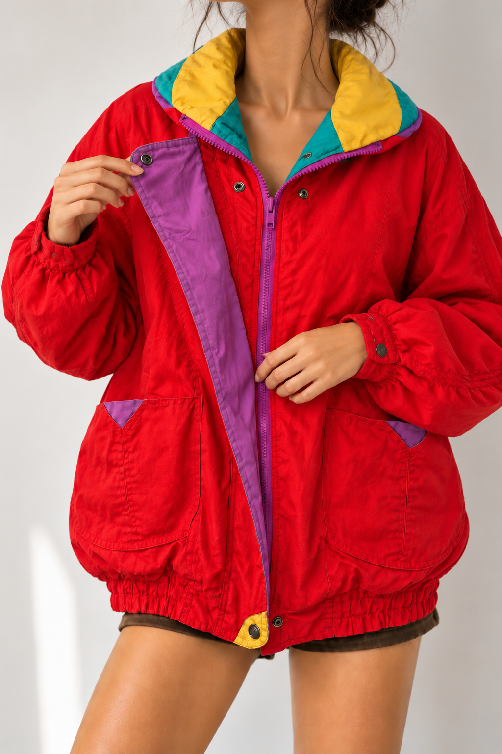 80s/90s Ekose Astarlı Ski Mont