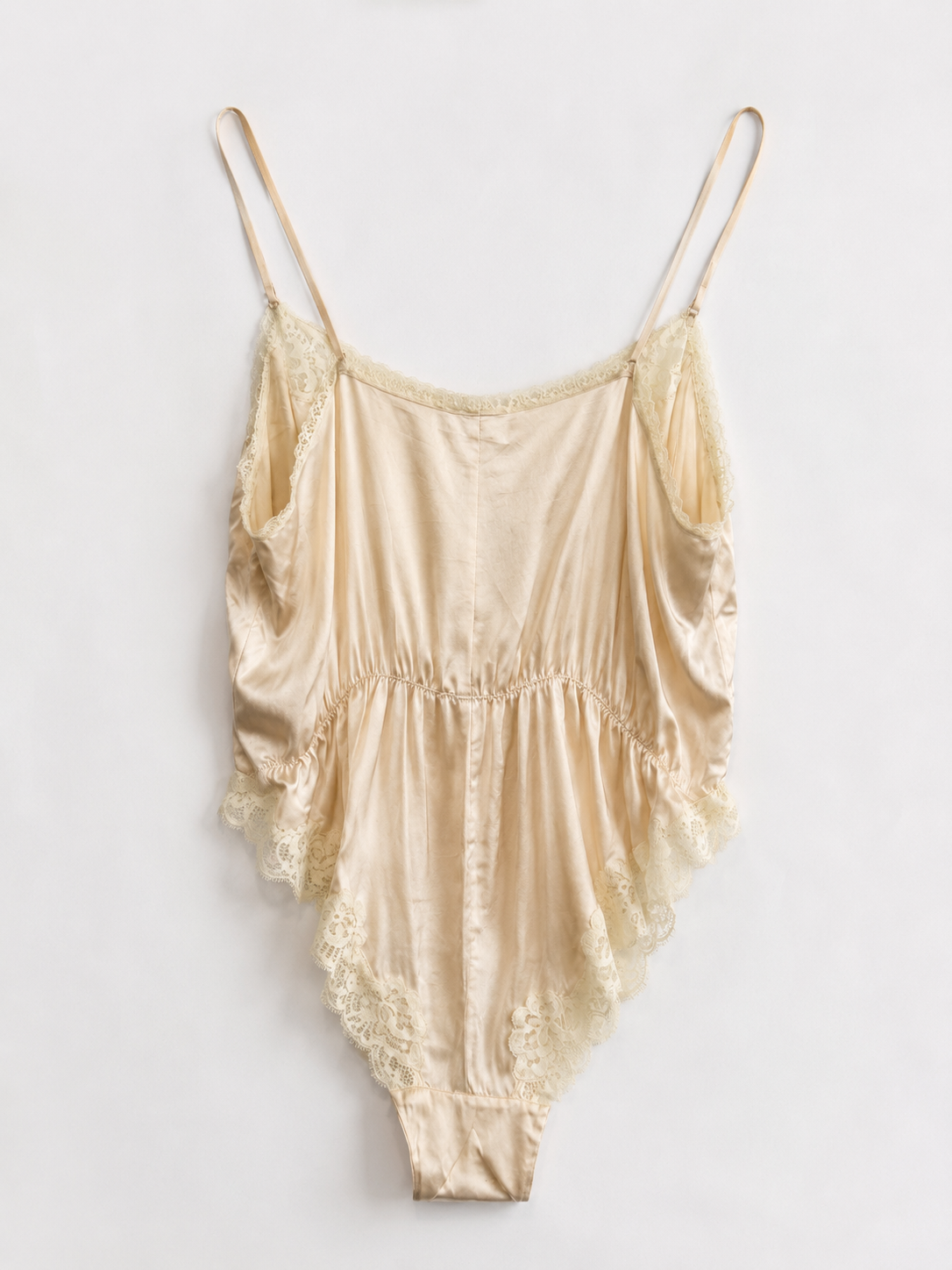 80s/90s Ekru Saten Dantelli Body