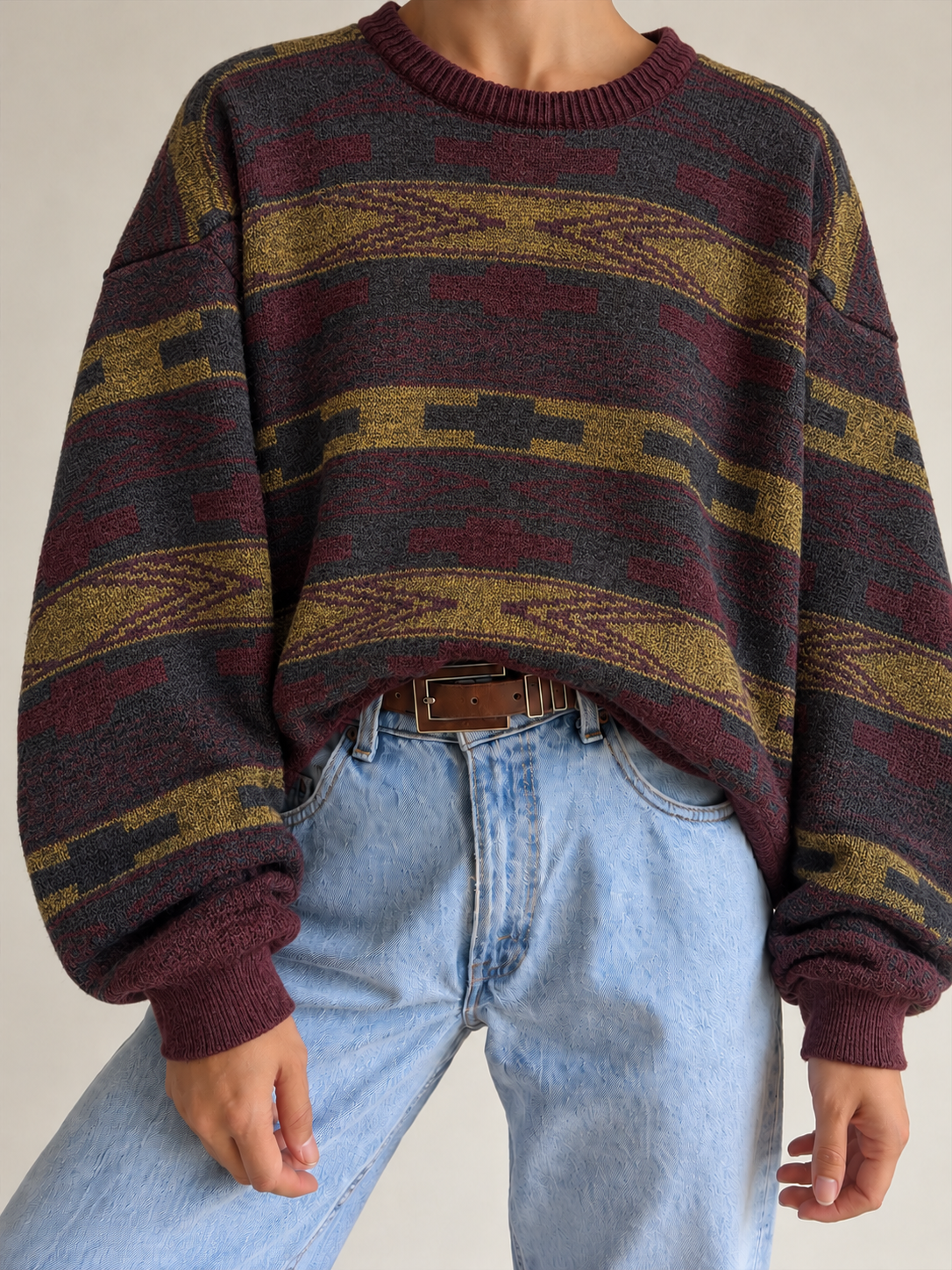 80s/90s Etnik Desenli Kazak
