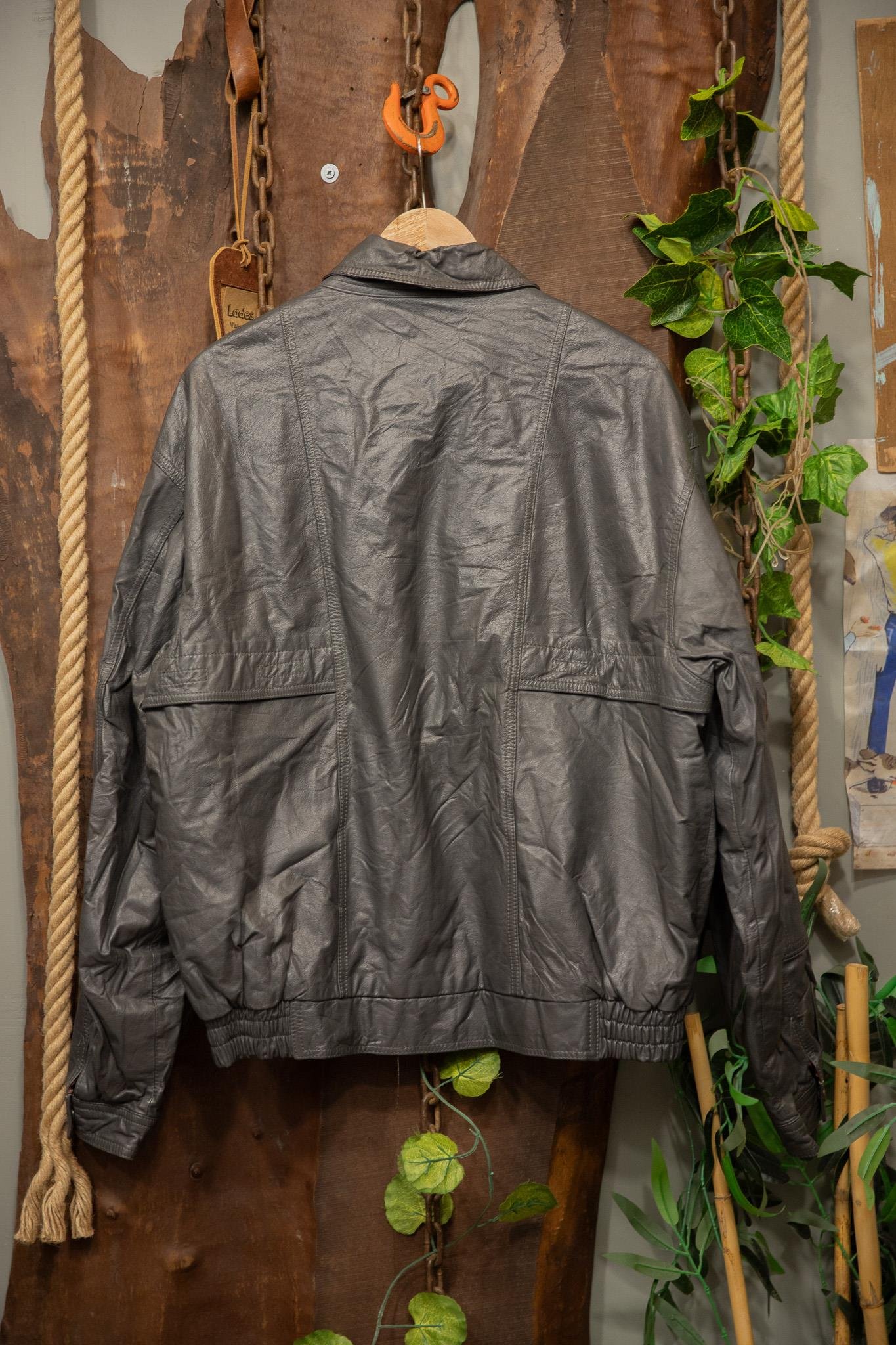 80s/90s Grey Bomber Deri Ceket