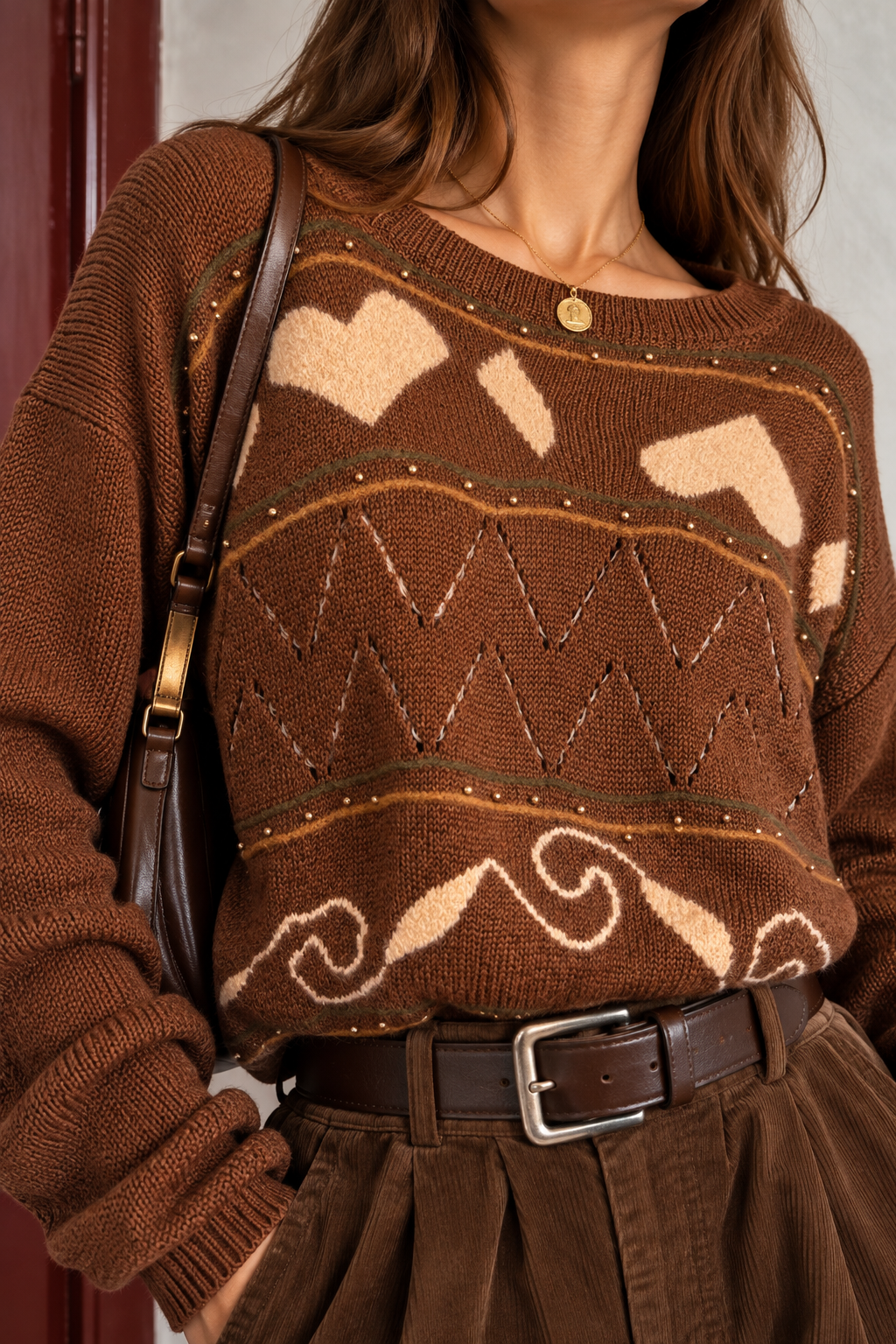 80s/90s İnci Boncuklu Soft Kazak