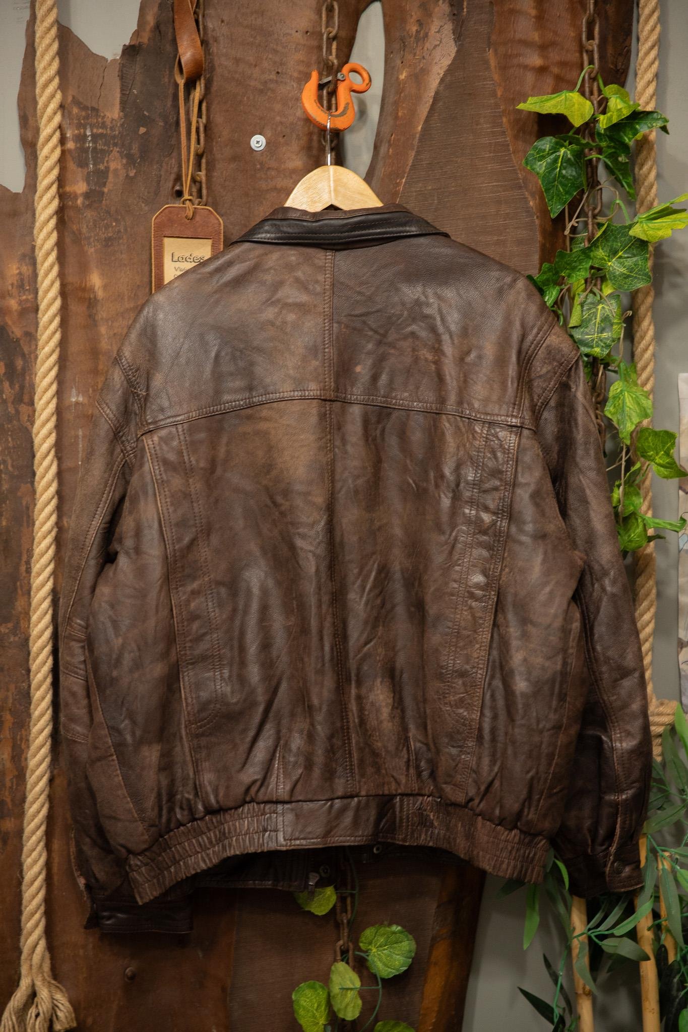 80s/90s Kahve Bomber Deri Ceket