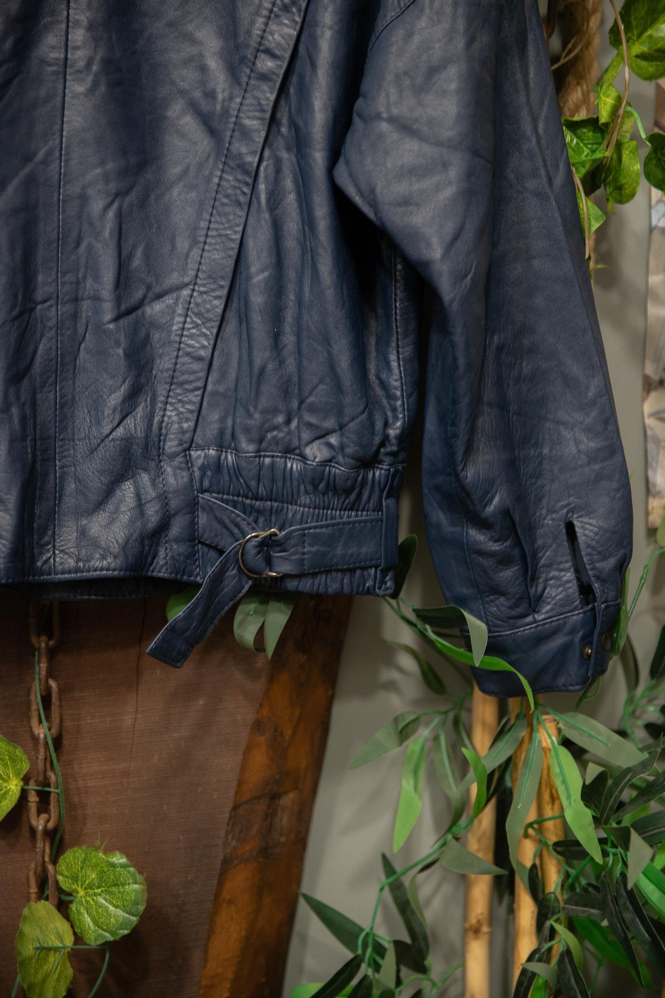 80s/90s Navy Blue Bomber Deri Ceket