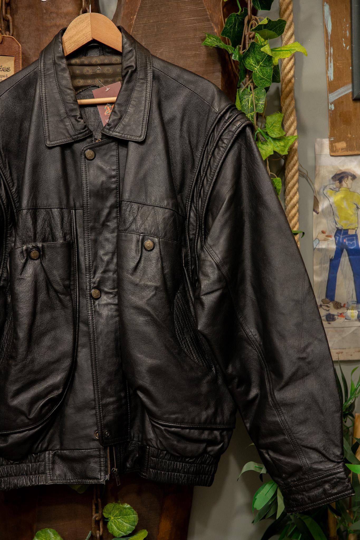 80s/90s Oversize Classic Bomber Deri Ceket