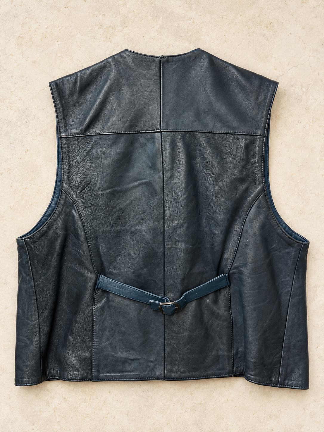 80s/90s Petrol Blue Vest Deri Yelek