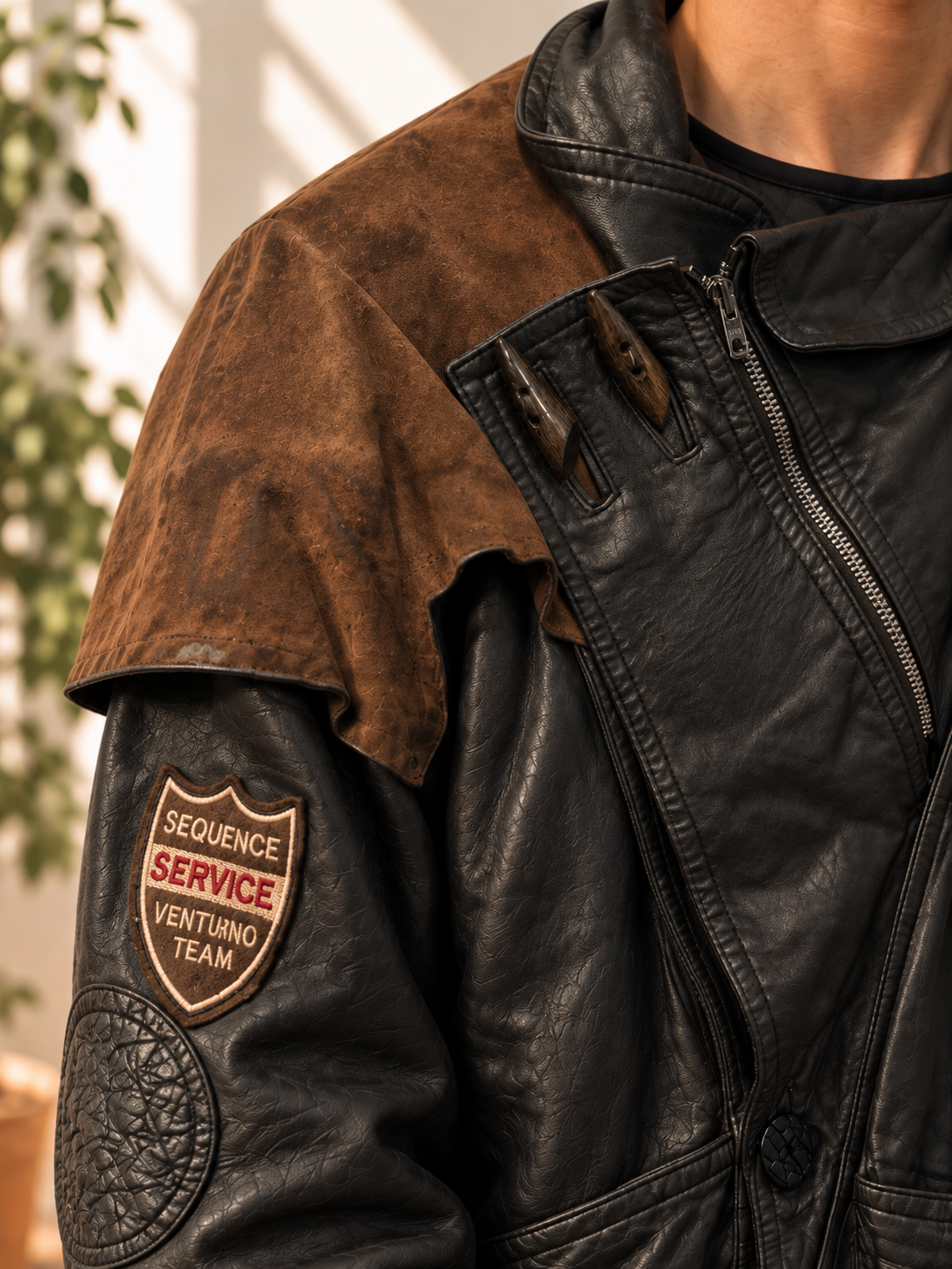 80s//90s Süet Omuz Detaylı American Deri Ceket