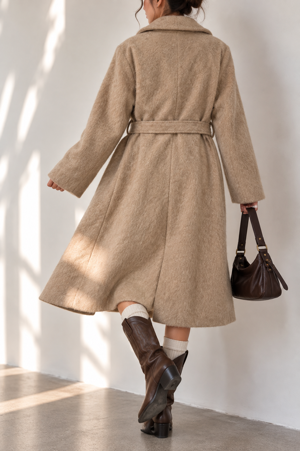 80s/90s Taba Renk Classic Wool Kaşe Kaban