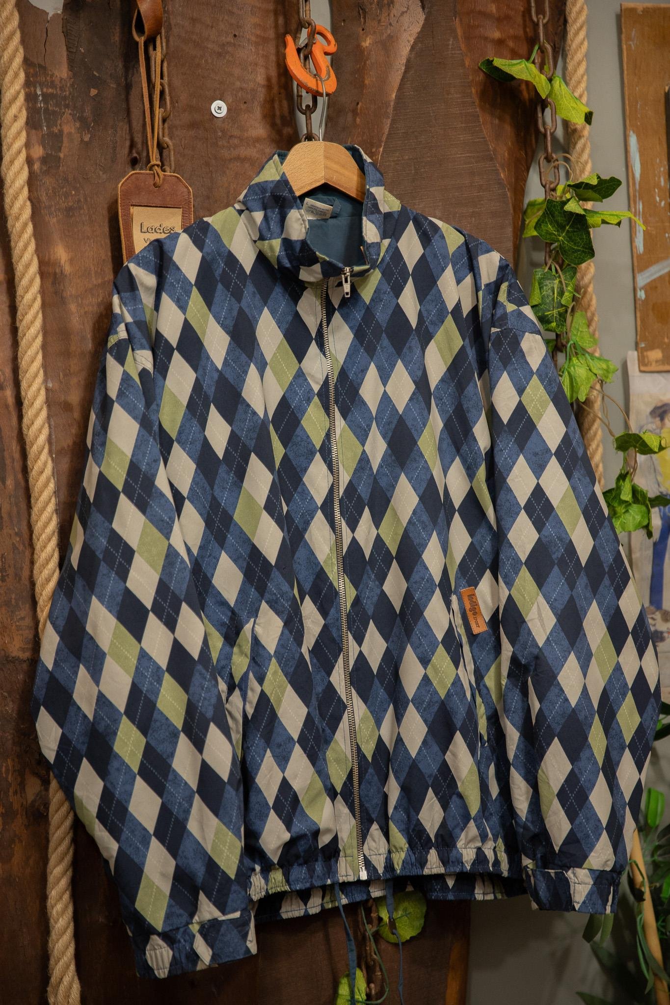 90's Argyle Diamond Oversize Spor Ceket