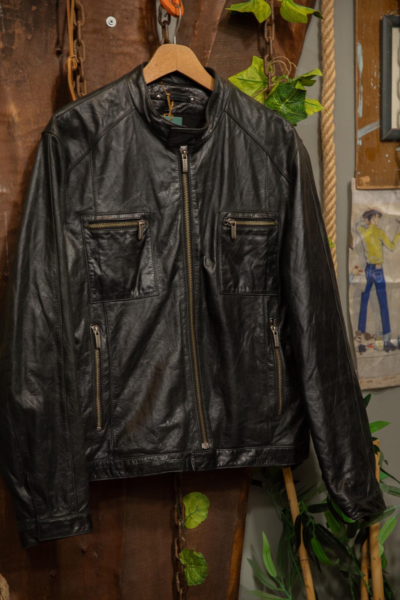 90's Biker Quilt Moto Black Deri Ceket